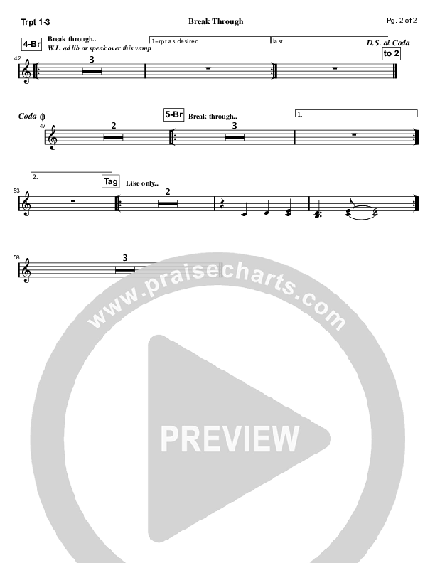 Break Through Trumpet 1/2/3 (Tommy Walker)