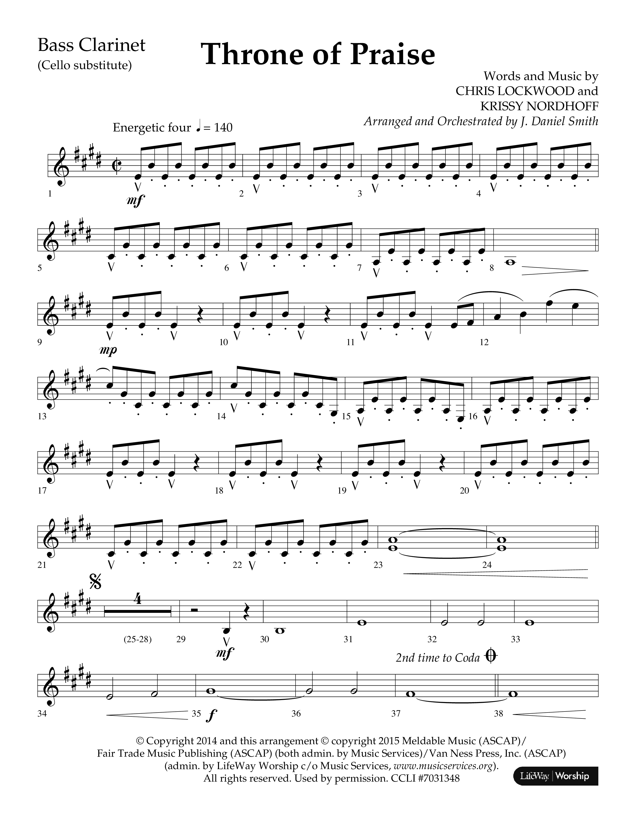 Throne Of Praise (Choral Anthem SATB) Bass Clarinet (Lifeway Choral / Arr. J. Daniel Smith)