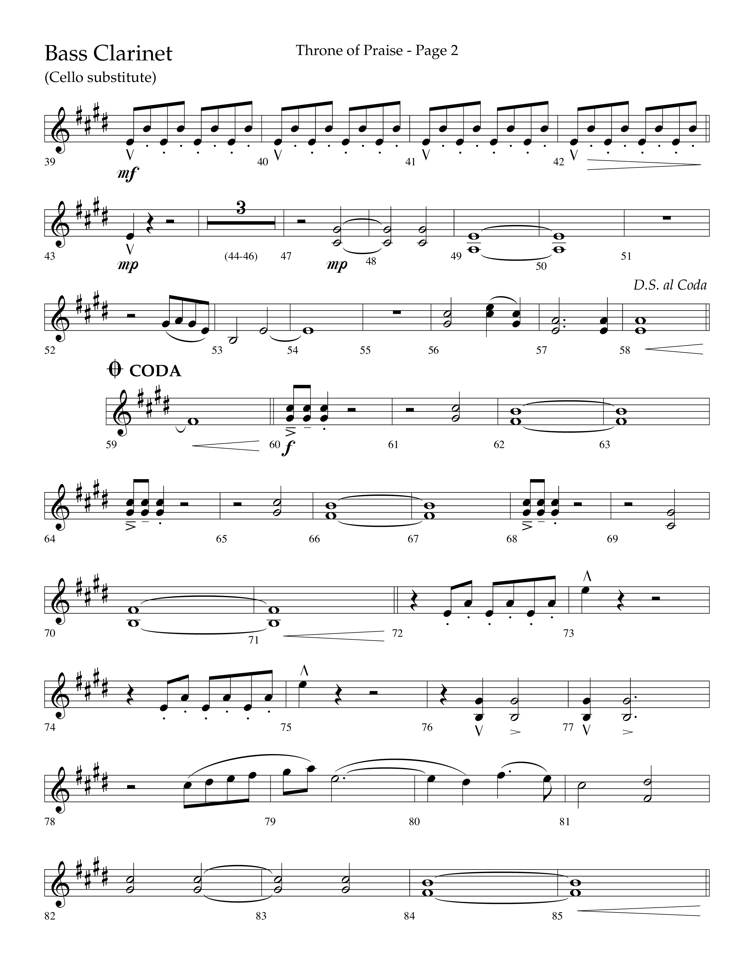 Throne Of Praise (Choral Anthem SATB) Bass Clarinet (Lifeway Choral / Arr. J. Daniel Smith)