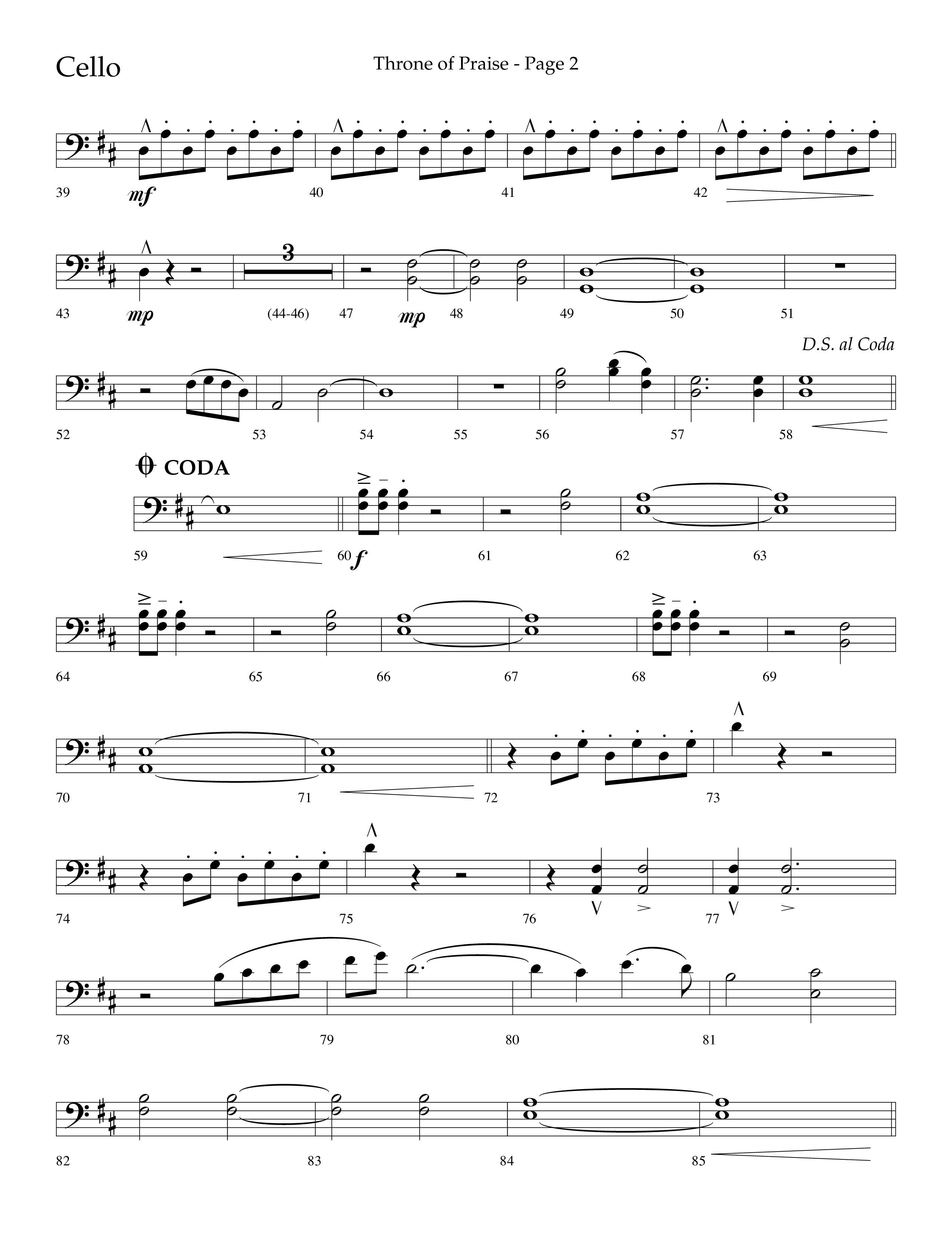 Throne Of Praise (Choral Anthem SATB) Cello (Lifeway Choral / Arr. J. Daniel Smith)