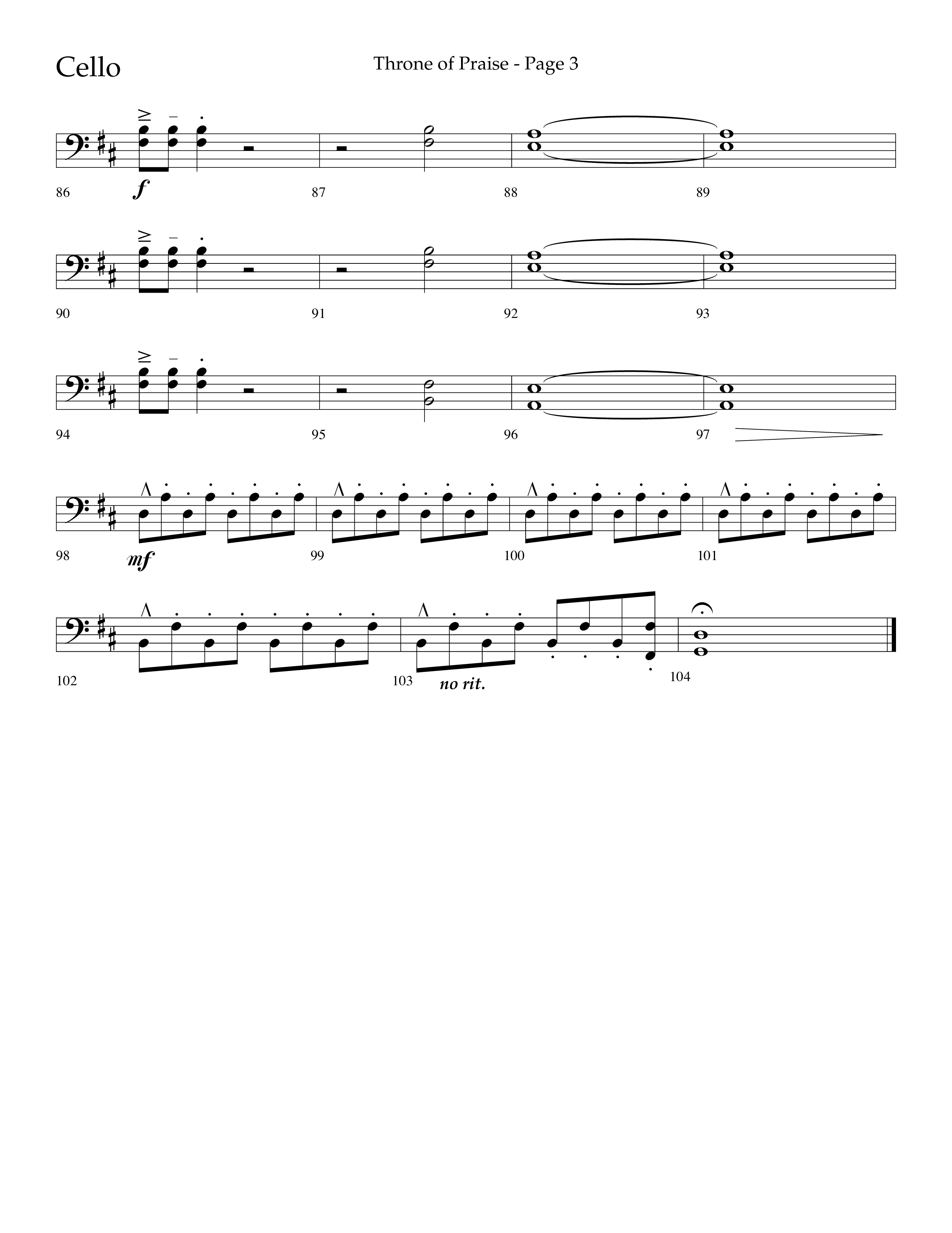 Throne Of Praise (Choral Anthem SATB) Cello (Lifeway Choral / Arr. J. Daniel Smith)