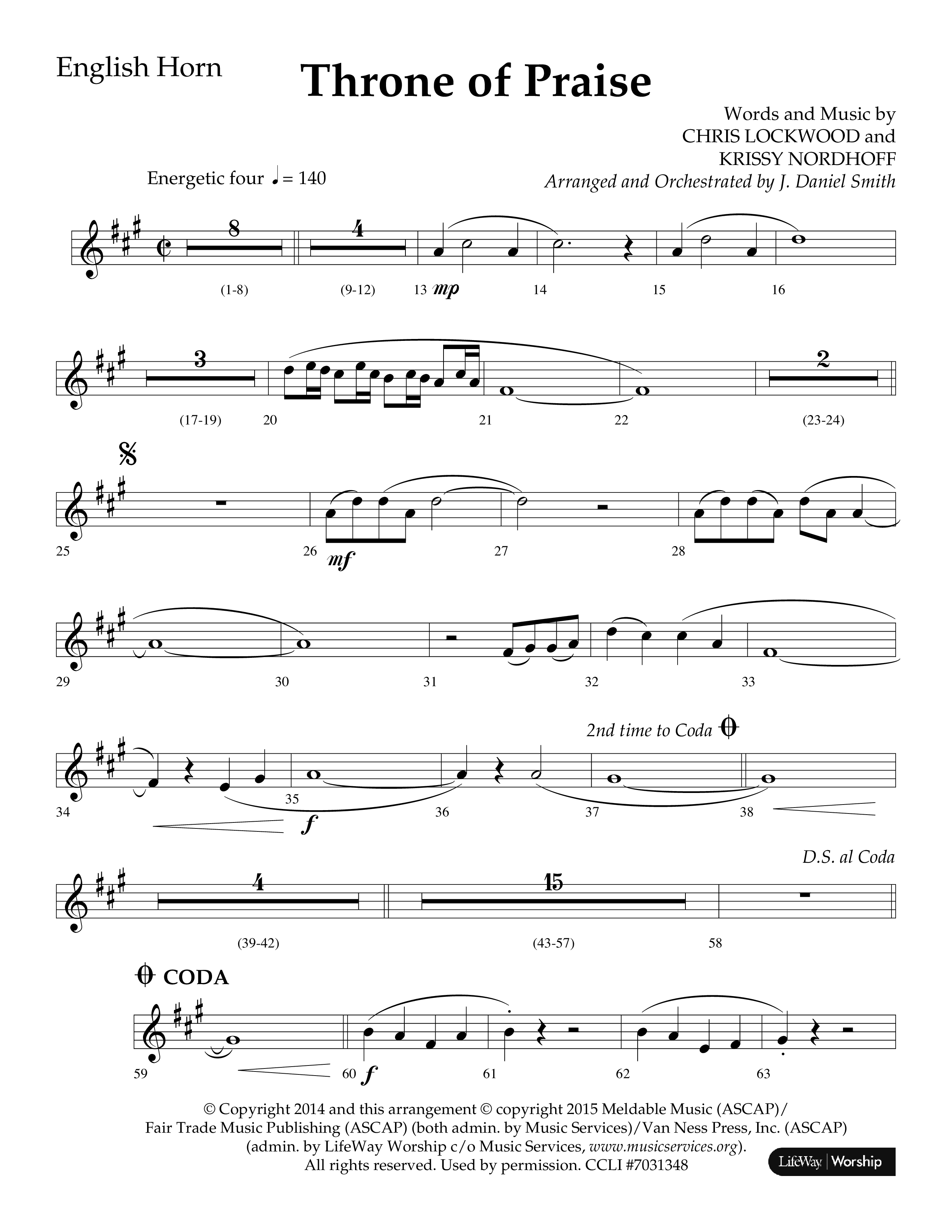 Throne Of Praise (Choral Anthem SATB) English Horn (Lifeway Choral / Arr. J. Daniel Smith)