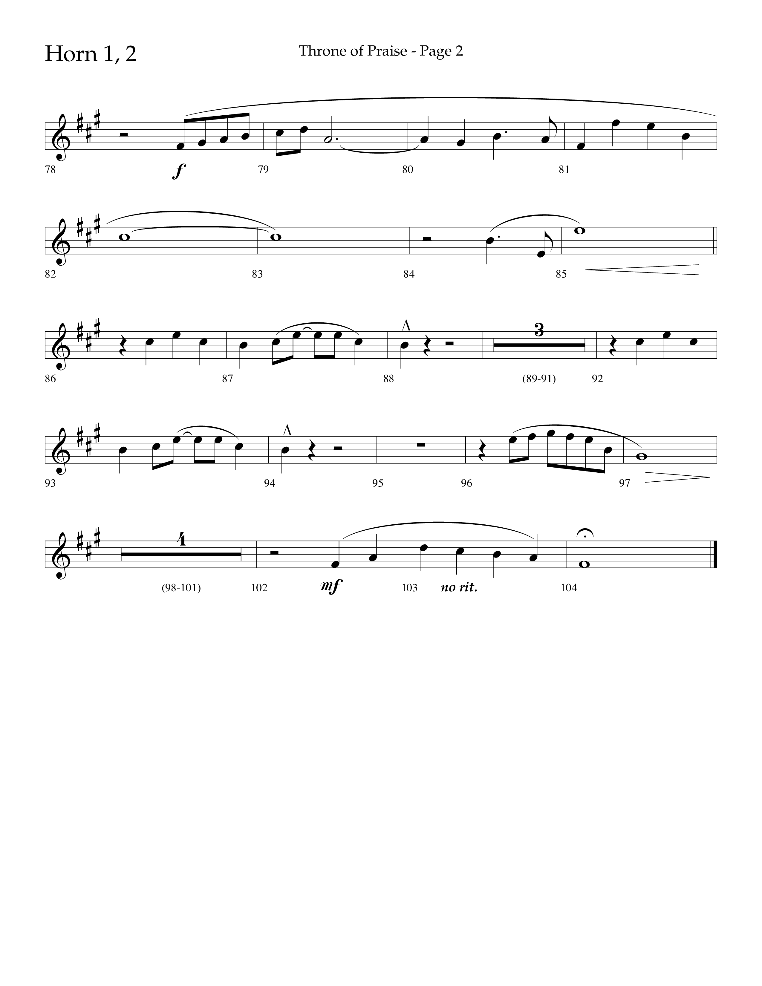 Throne Of Praise (Choral Anthem SATB) French Horn 1/2 (Lifeway Choral / Arr. J. Daniel Smith)