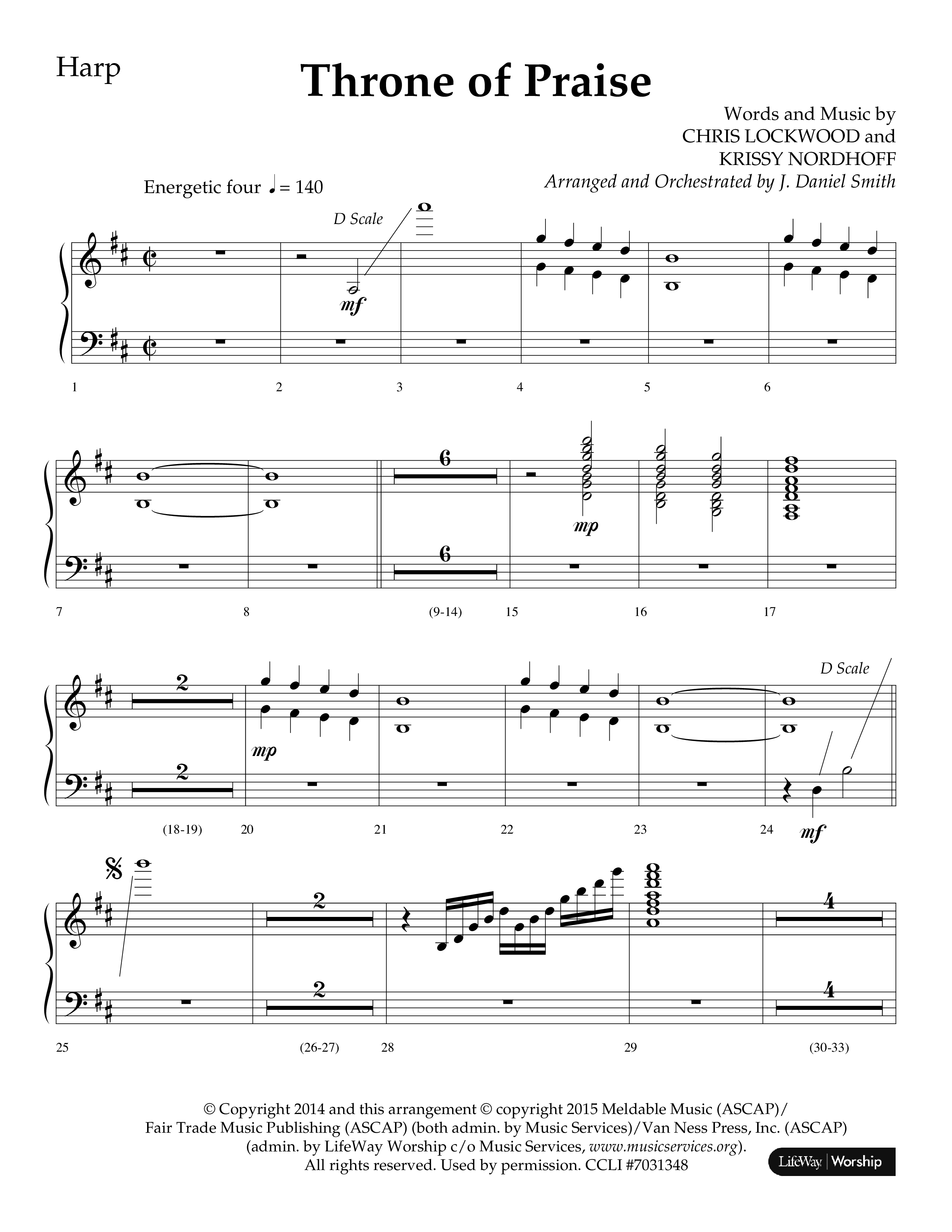 Throne Of Praise (Choral Anthem SATB) Harp (Lifeway Choral / Arr. J. Daniel Smith)