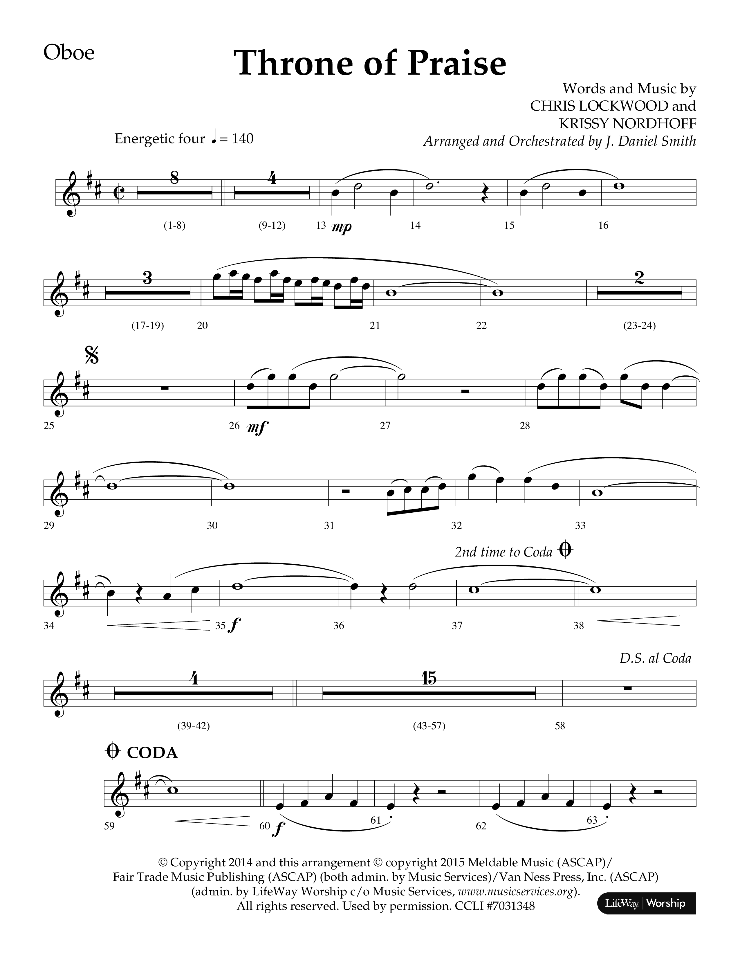 Throne Of Praise (Choral Anthem SATB) Oboe (Lifeway Choral / Arr. J. Daniel Smith)