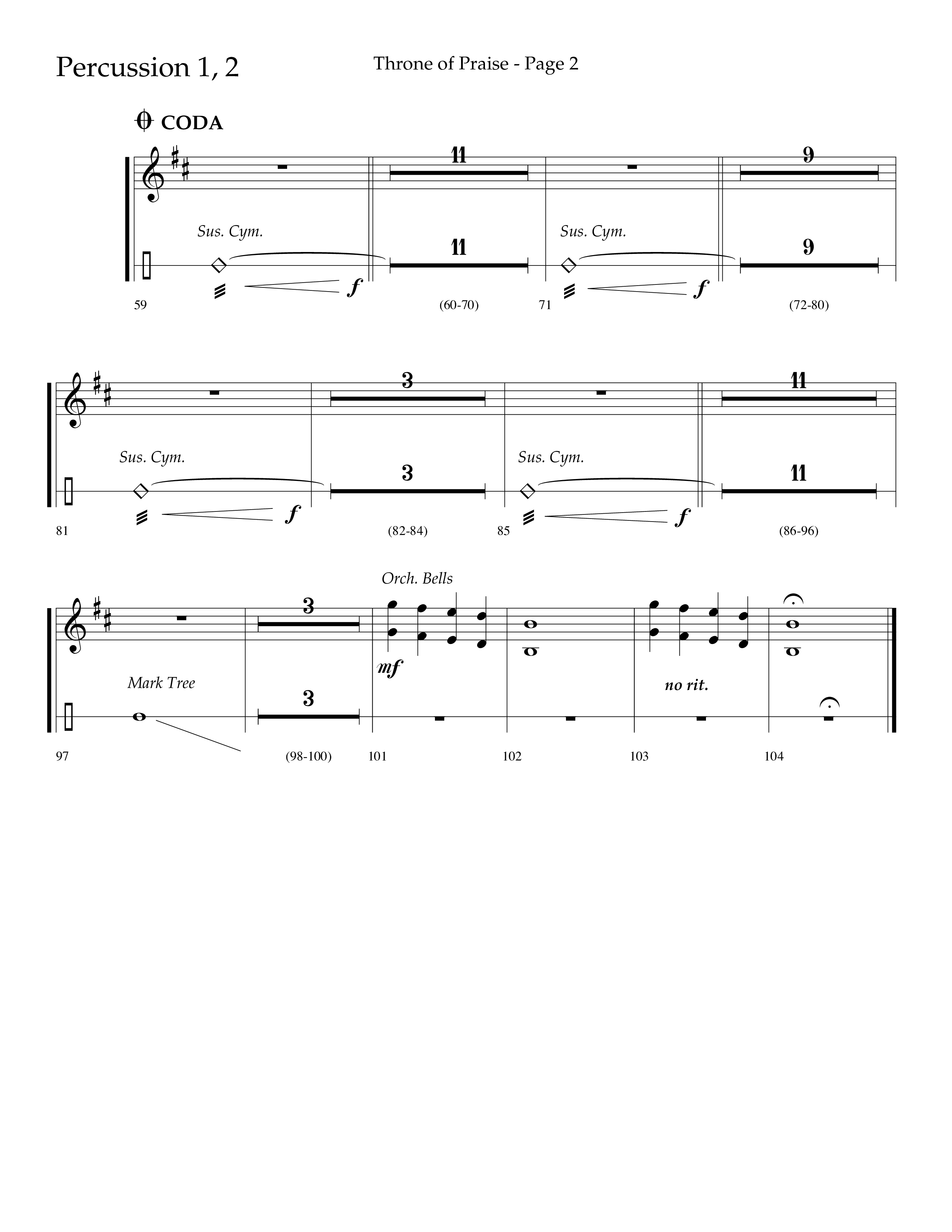 Throne Of Praise (Choral Anthem SATB) Percussion 1/2 (Lifeway Choral / Arr. J. Daniel Smith)