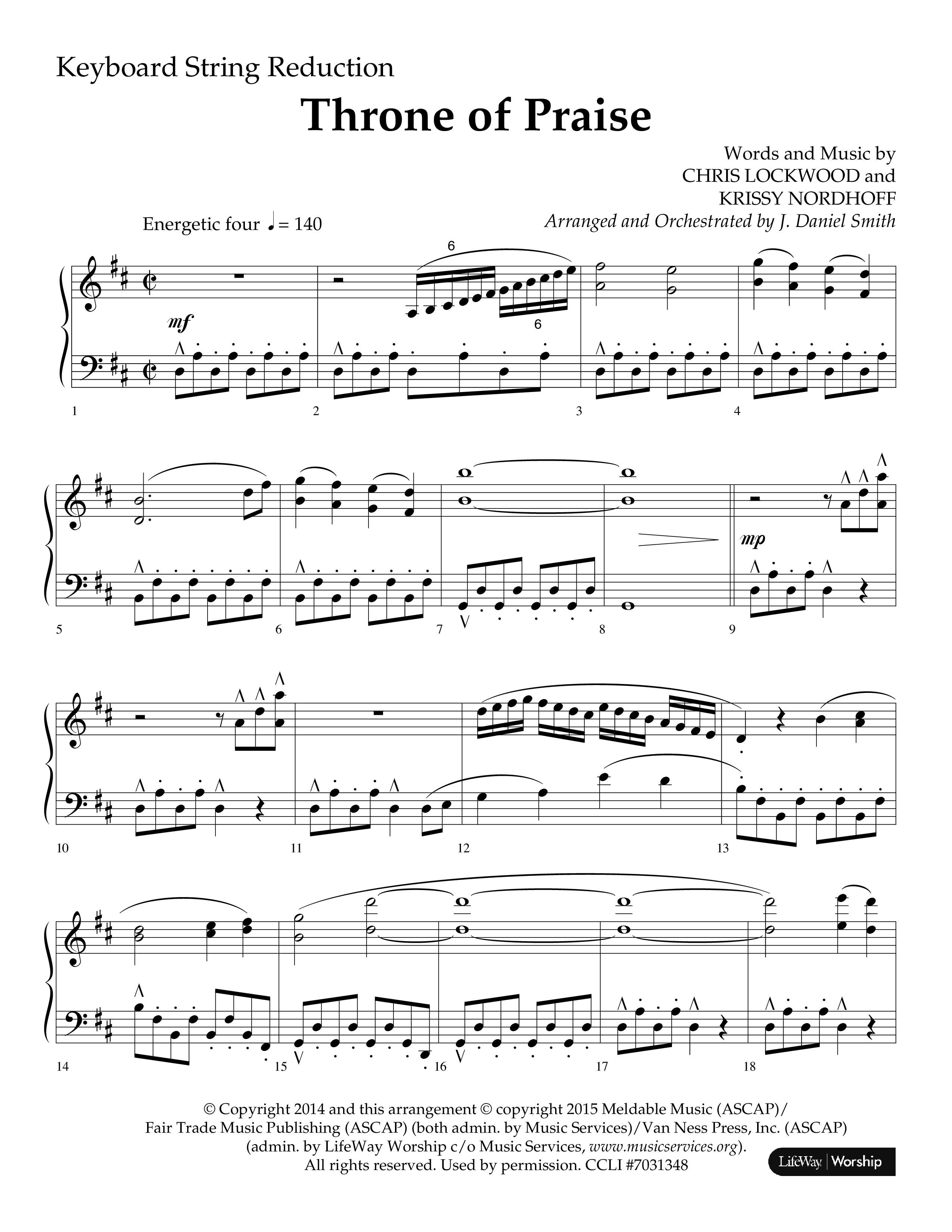 Throne Of Praise (Choral Anthem SATB) String Reduction (Lifeway Choral / Arr. J. Daniel Smith)