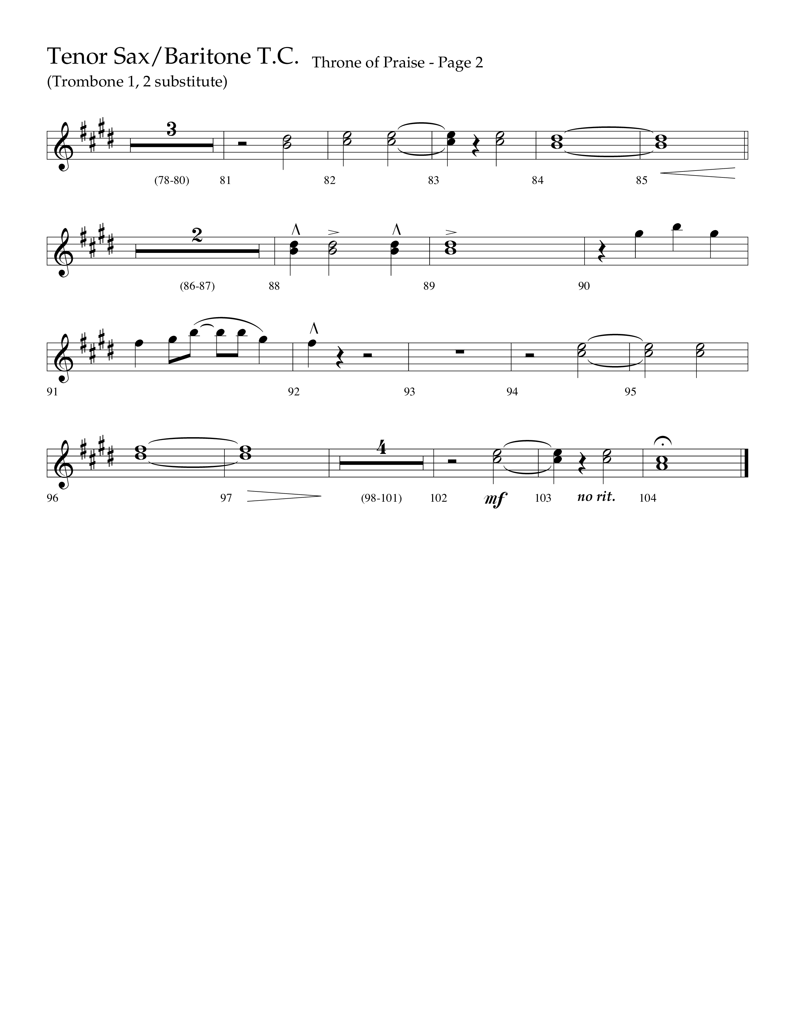 Throne Of Praise (Choral Anthem SATB) Tenor Sax/Baritone T.C. (Lifeway Choral / Arr. J. Daniel Smith)