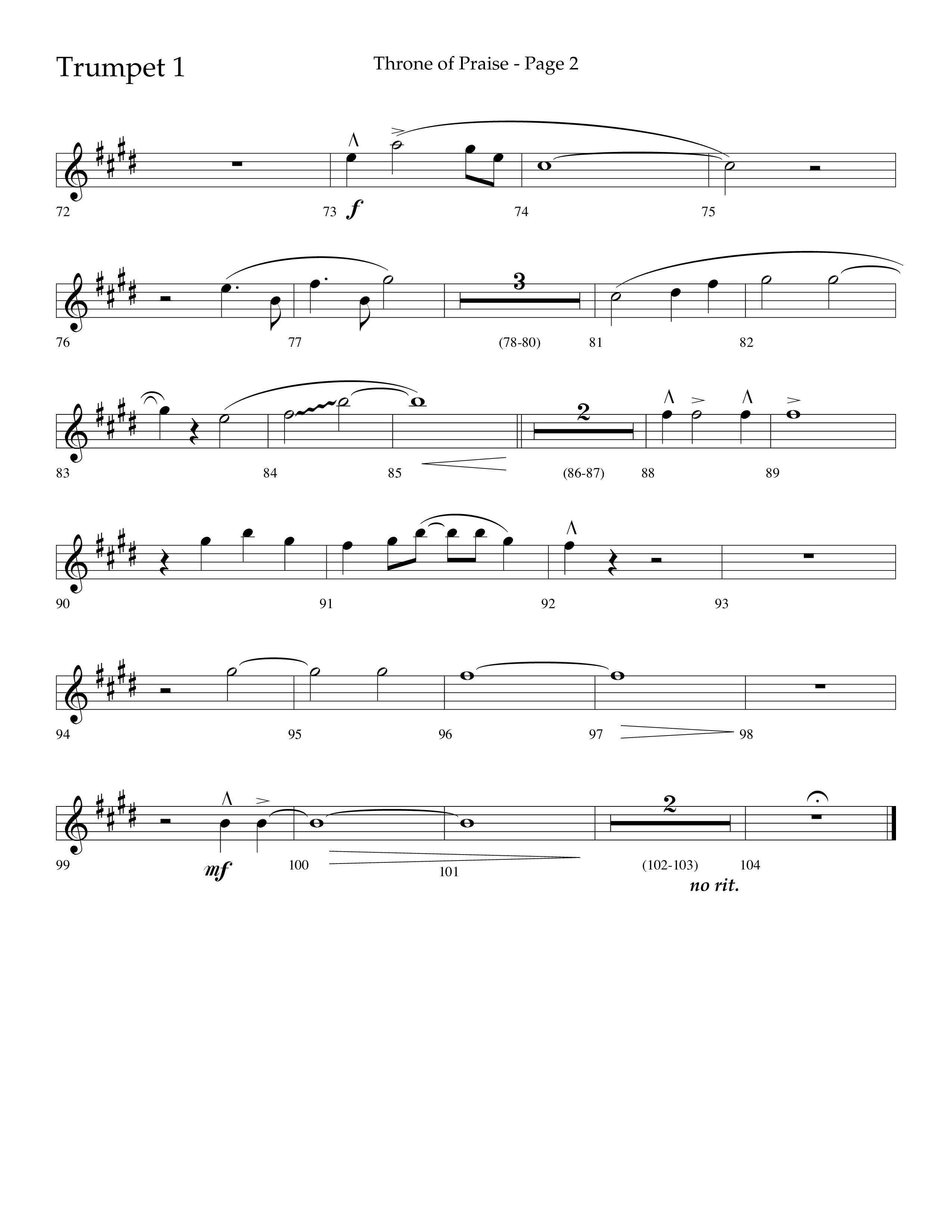 Throne Of Praise (Choral Anthem SATB) Trumpet 1 (Lifeway Choral / Arr. J. Daniel Smith)