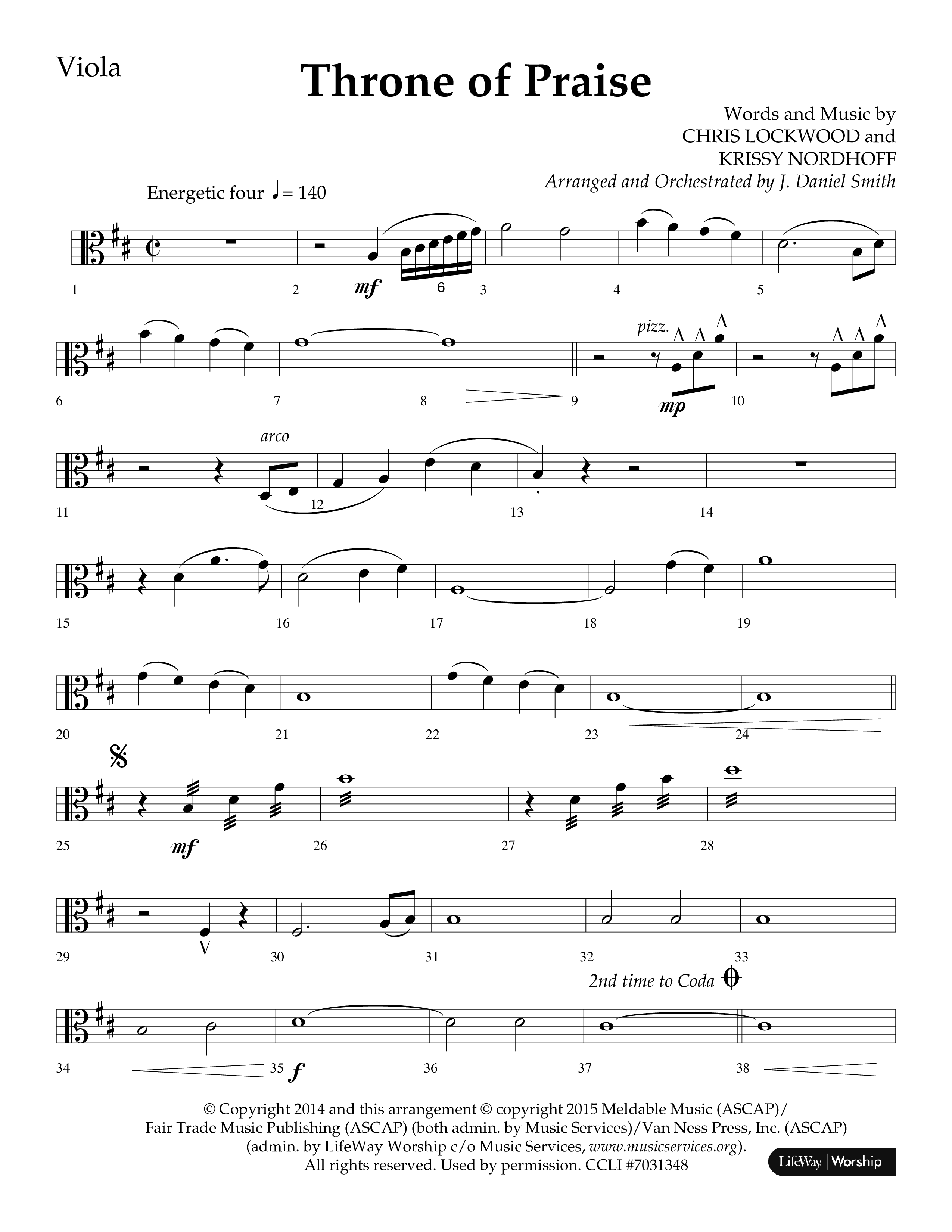 Throne Of Praise (Choral Anthem SATB) Viola (Lifeway Choral / Arr. J. Daniel Smith)