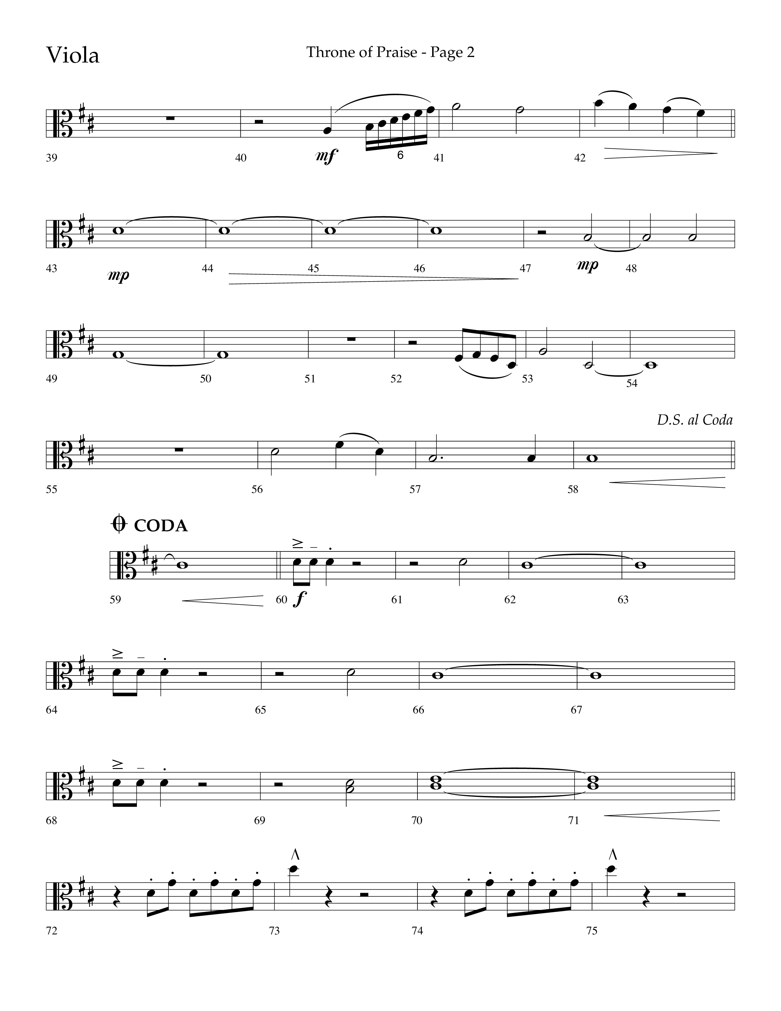 Throne Of Praise (Choral Anthem SATB) Viola (Lifeway Choral / Arr. J. Daniel Smith)