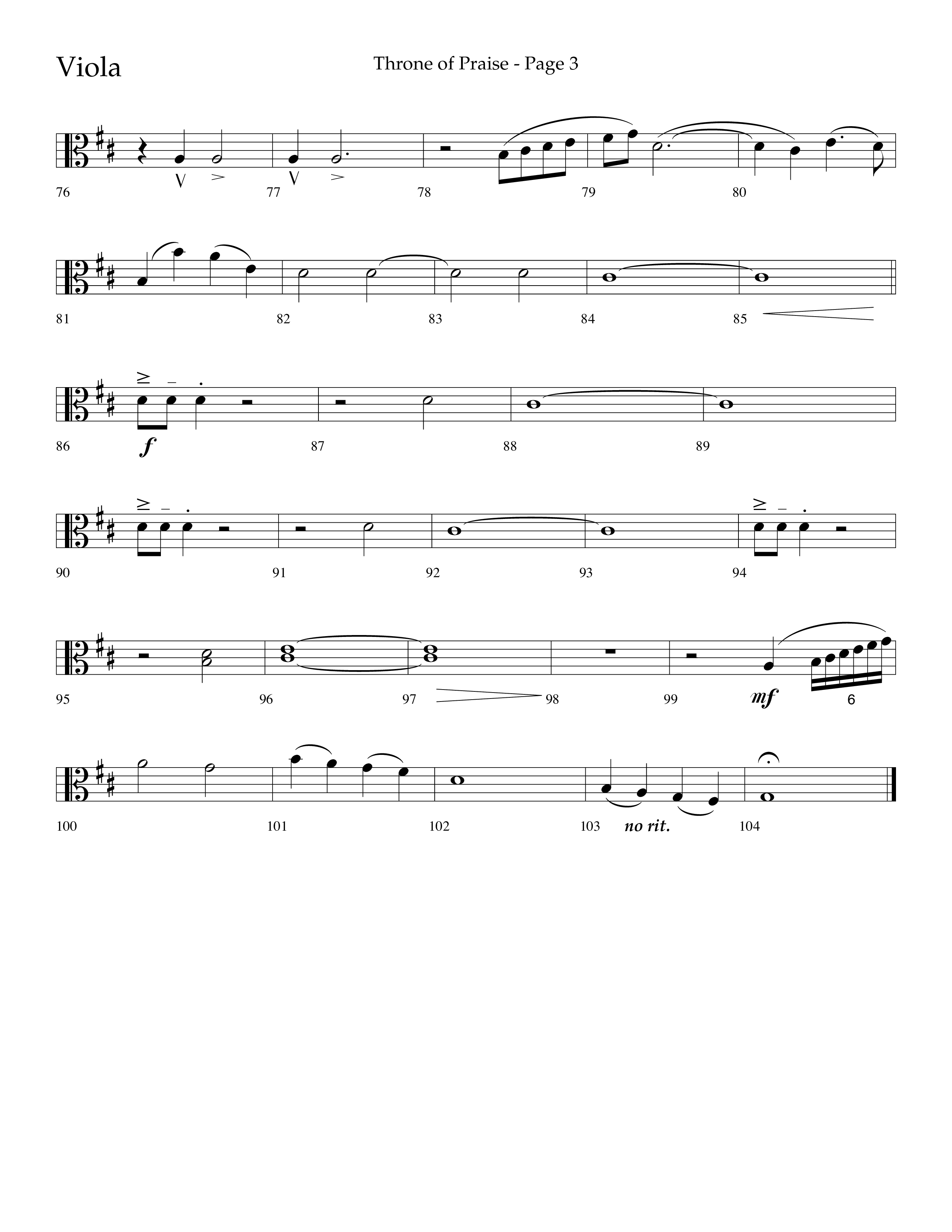 Throne Of Praise (Choral Anthem SATB) Viola (Lifeway Choral / Arr. J. Daniel Smith)