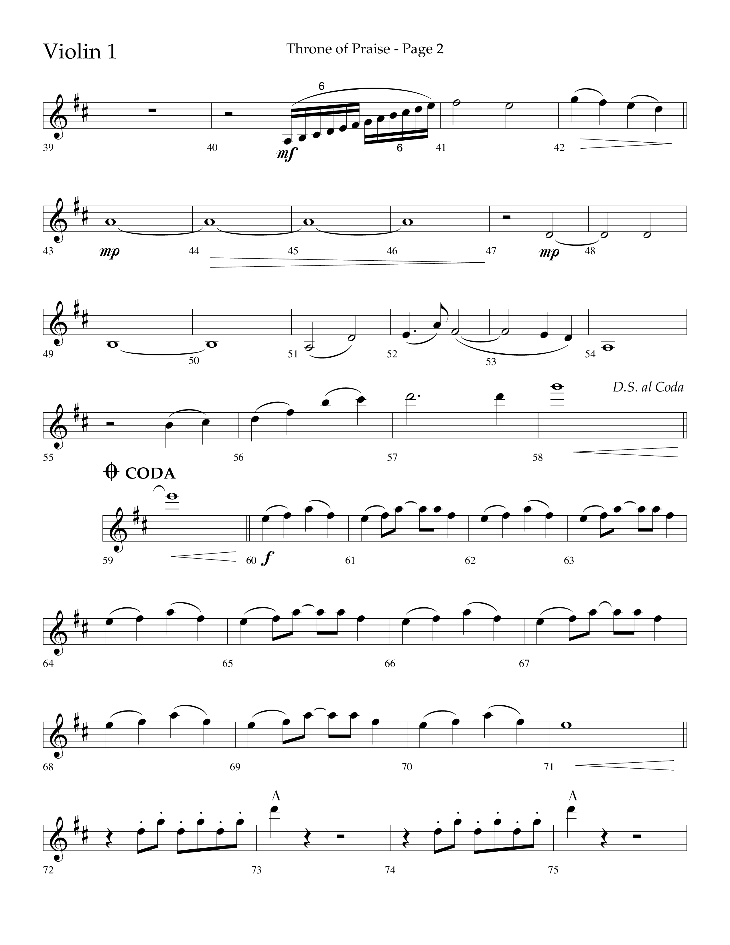 Throne Of Praise (Choral Anthem SATB) Violin 1 (Lifeway Choral / Arr. J. Daniel Smith)