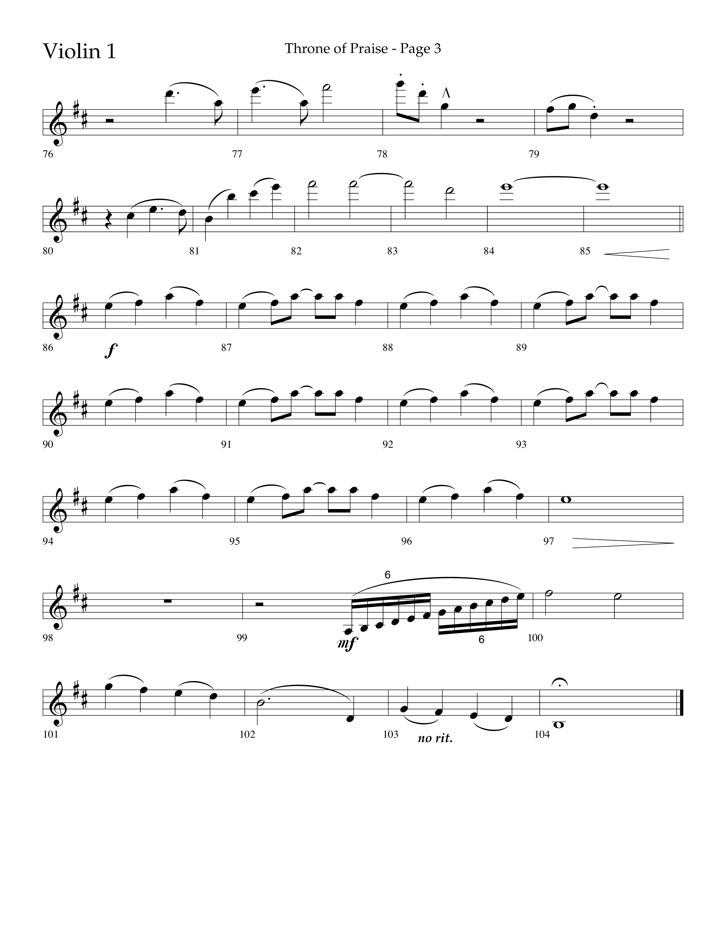Throne Of Praise (Choral Anthem SATB) Violin 1 (Lifeway Choral / Arr. J. Daniel Smith)
