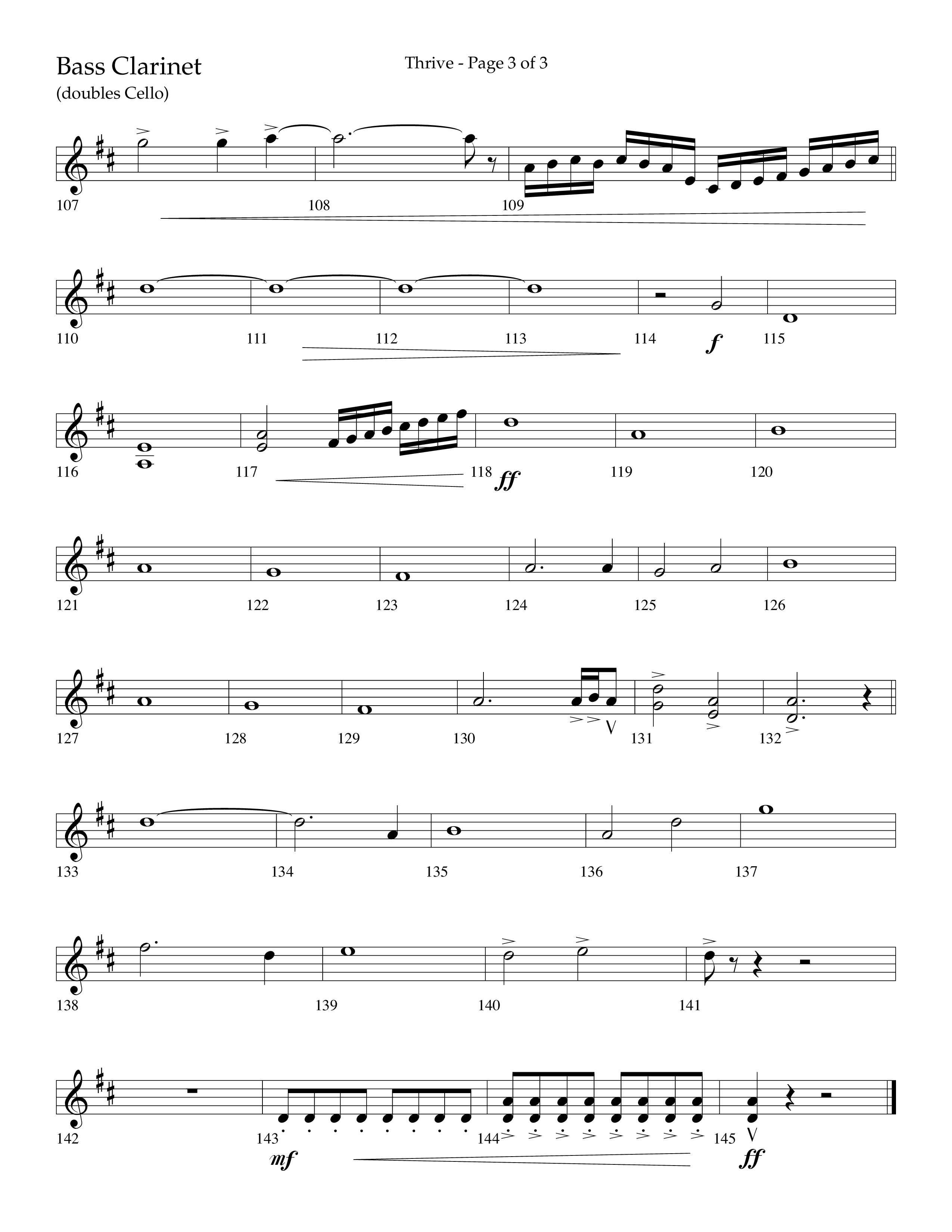 Thrive (Choral Anthem SATB) Bass Clarinet (Lifeway Choral / Arr. Craig Adams / Arr. Ken Barker / Arr. Danny Zaloudik / Orch. Danny Zaloudik)