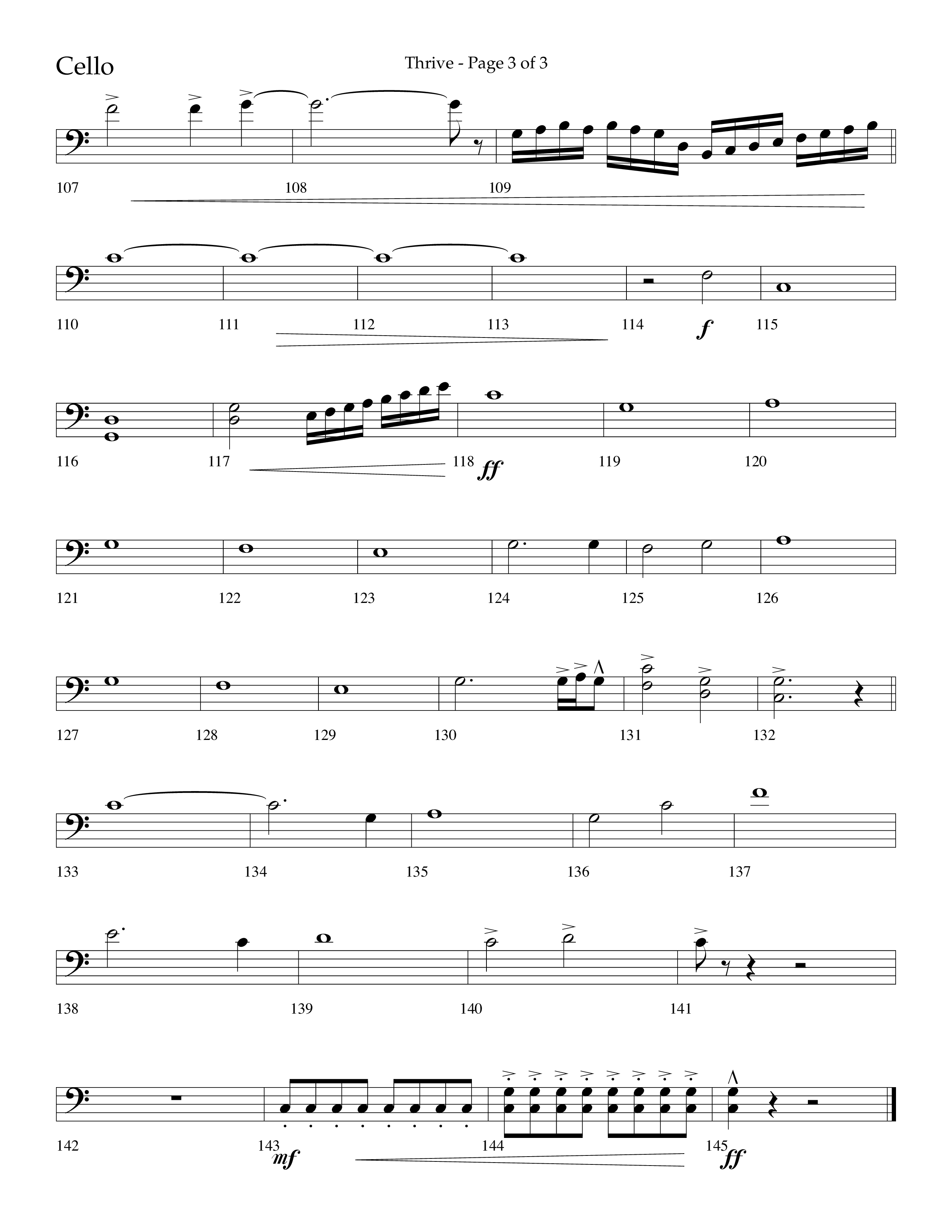 Thrive (Choral Anthem SATB) Cello (Lifeway Choral / Arr. Craig Adams / Arr. Ken Barker / Arr. Danny Zaloudik / Orch. Danny Zaloudik)