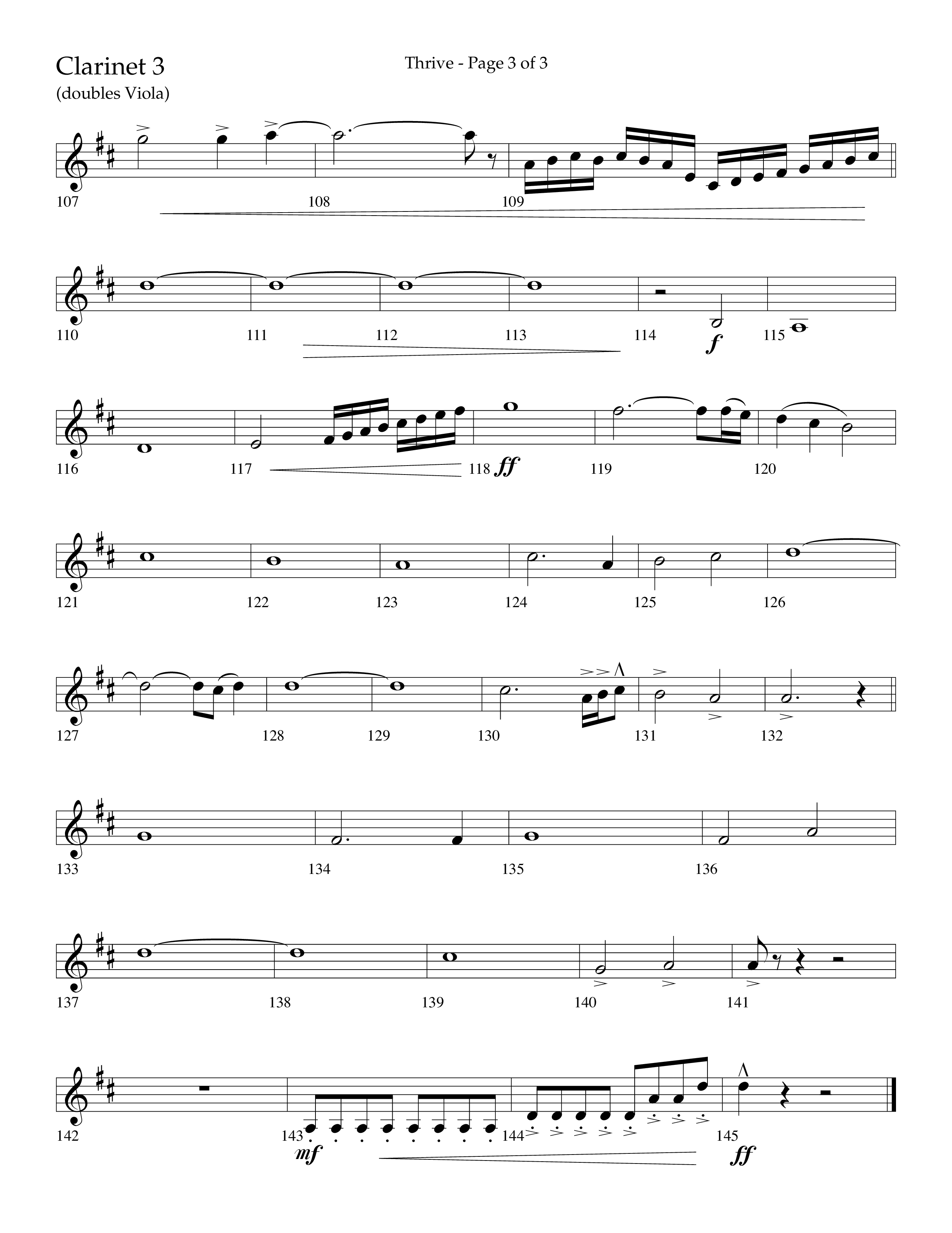 Thrive (Choral Anthem SATB) Clarinet 3 (Lifeway Choral / Arr. Craig Adams / Arr. Ken Barker / Arr. Danny Zaloudik / Orch. Danny Zaloudik)