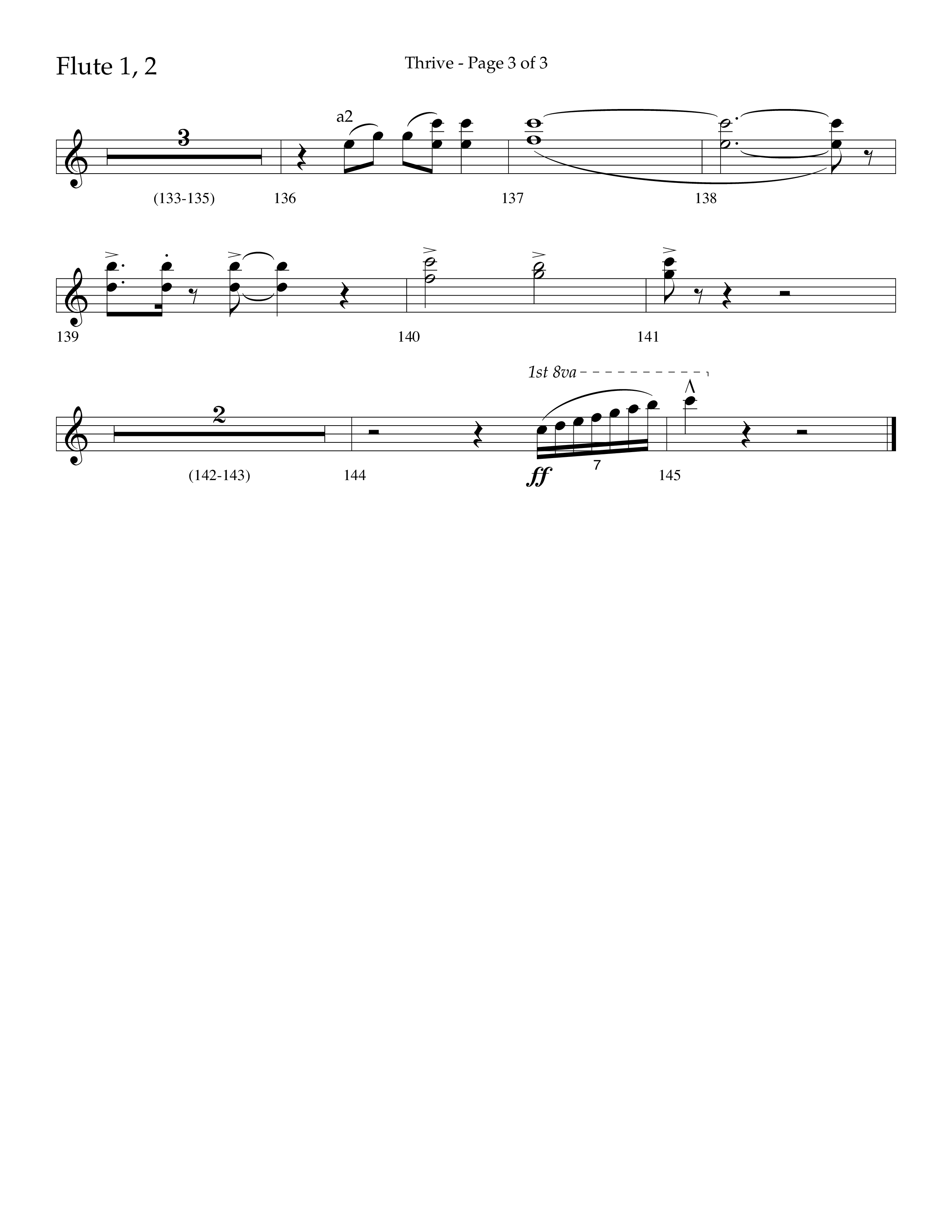 Thrive (Choral Anthem SATB) Flute 1/2 (Lifeway Choral / Arr. Craig Adams / Arr. Ken Barker / Arr. Danny Zaloudik / Orch. Danny Zaloudik)