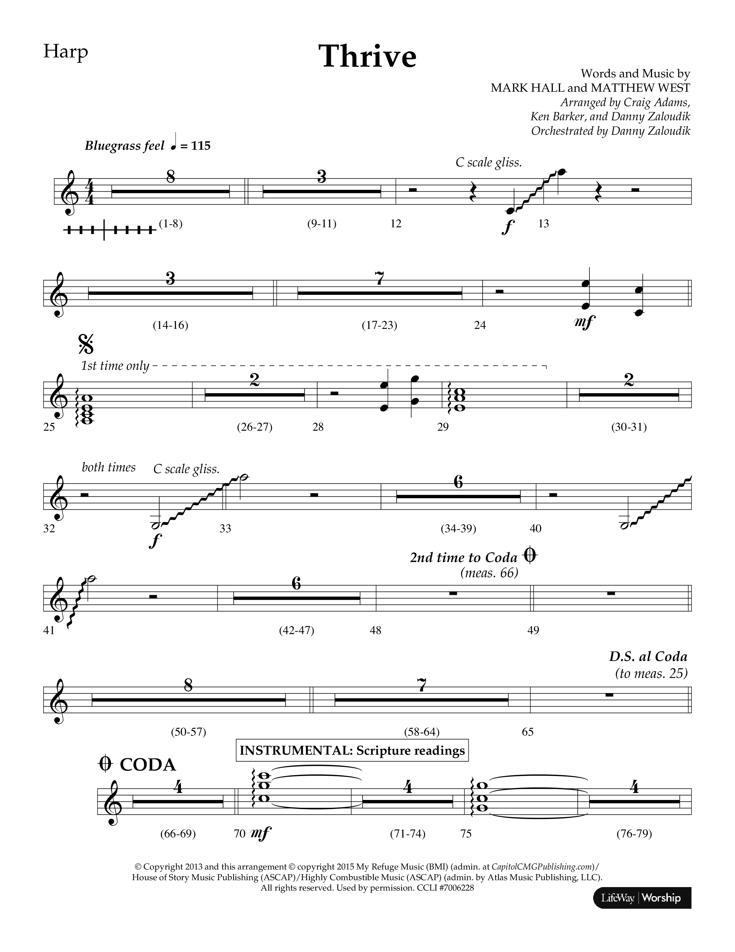 Thrive (Choral Anthem SATB) Harp (Lifeway Choral / Arr. Craig Adams / Arr. Ken Barker / Arr. Danny Zaloudik / Orch. Danny Zaloudik)