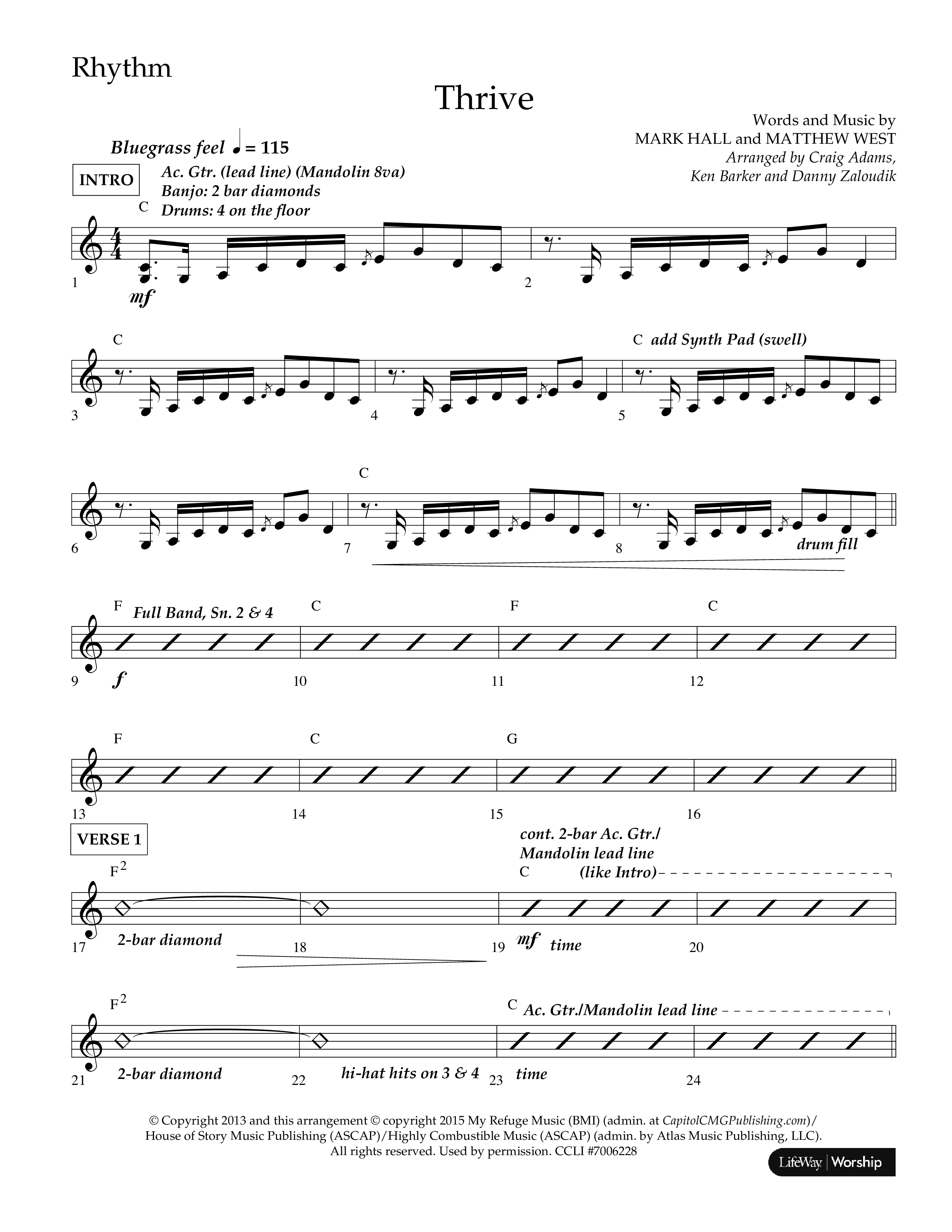 Thrive (Choral Anthem SATB) Lead Melody & Rhythm (Lifeway Choral / Arr. Craig Adams / Arr. Ken Barker / Arr. Danny Zaloudik / Orch. Danny Zaloudik)