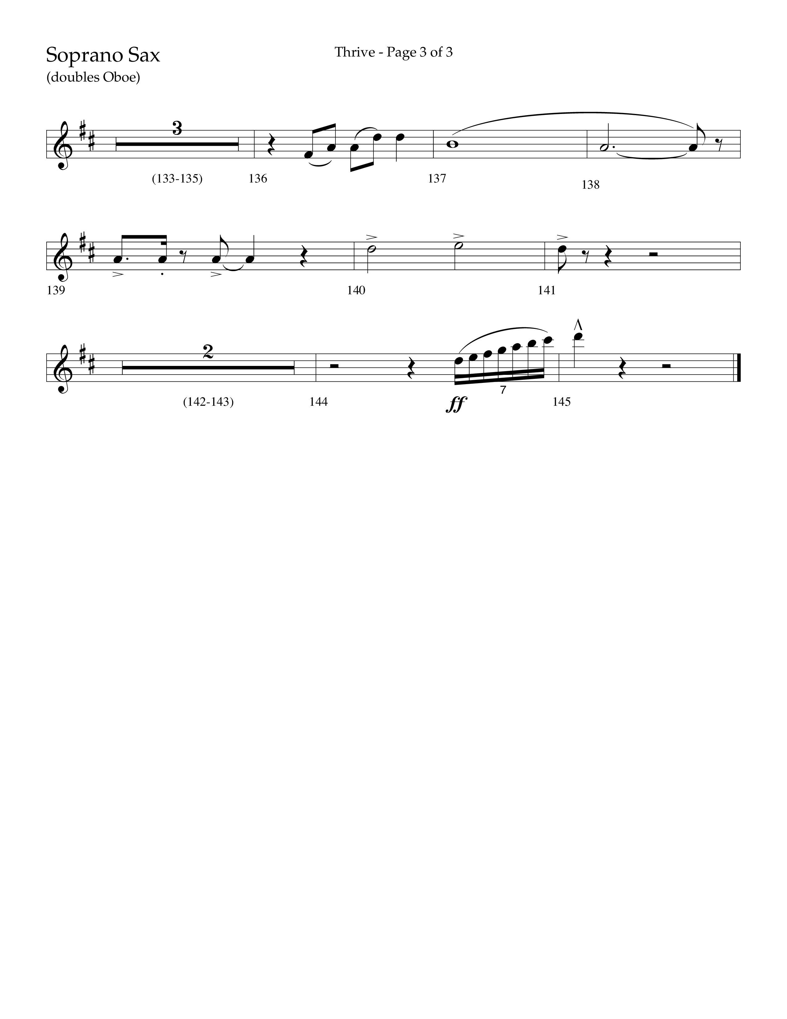 Thrive (Choral Anthem SATB) Soprano Sax (Lifeway Choral / Arr. Craig Adams / Arr. Ken Barker / Arr. Danny Zaloudik / Orch. Danny Zaloudik)