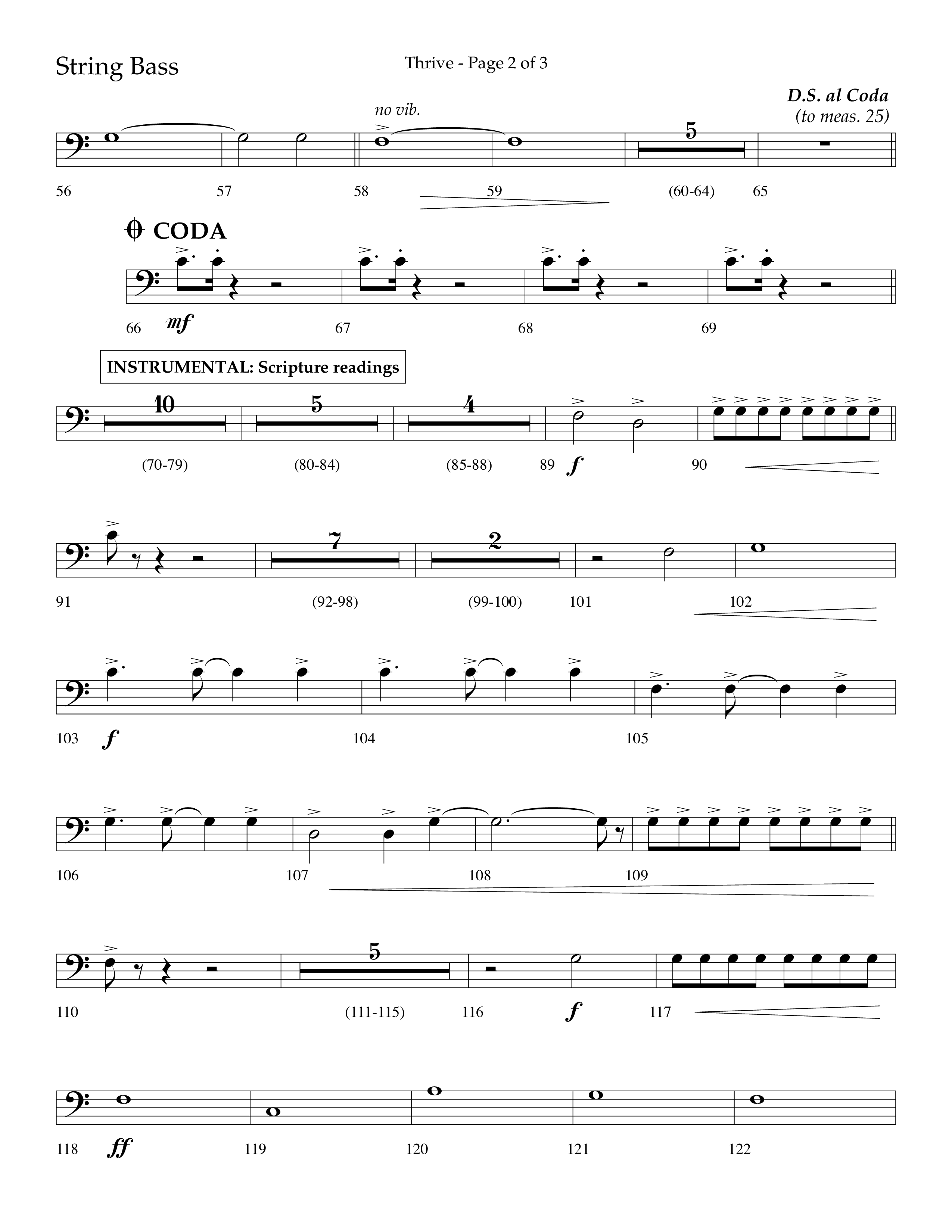 Thrive (Choral Anthem SATB) String Bass (Lifeway Choral / Arr. Craig Adams / Arr. Ken Barker / Arr. Danny Zaloudik / Orch. Danny Zaloudik)