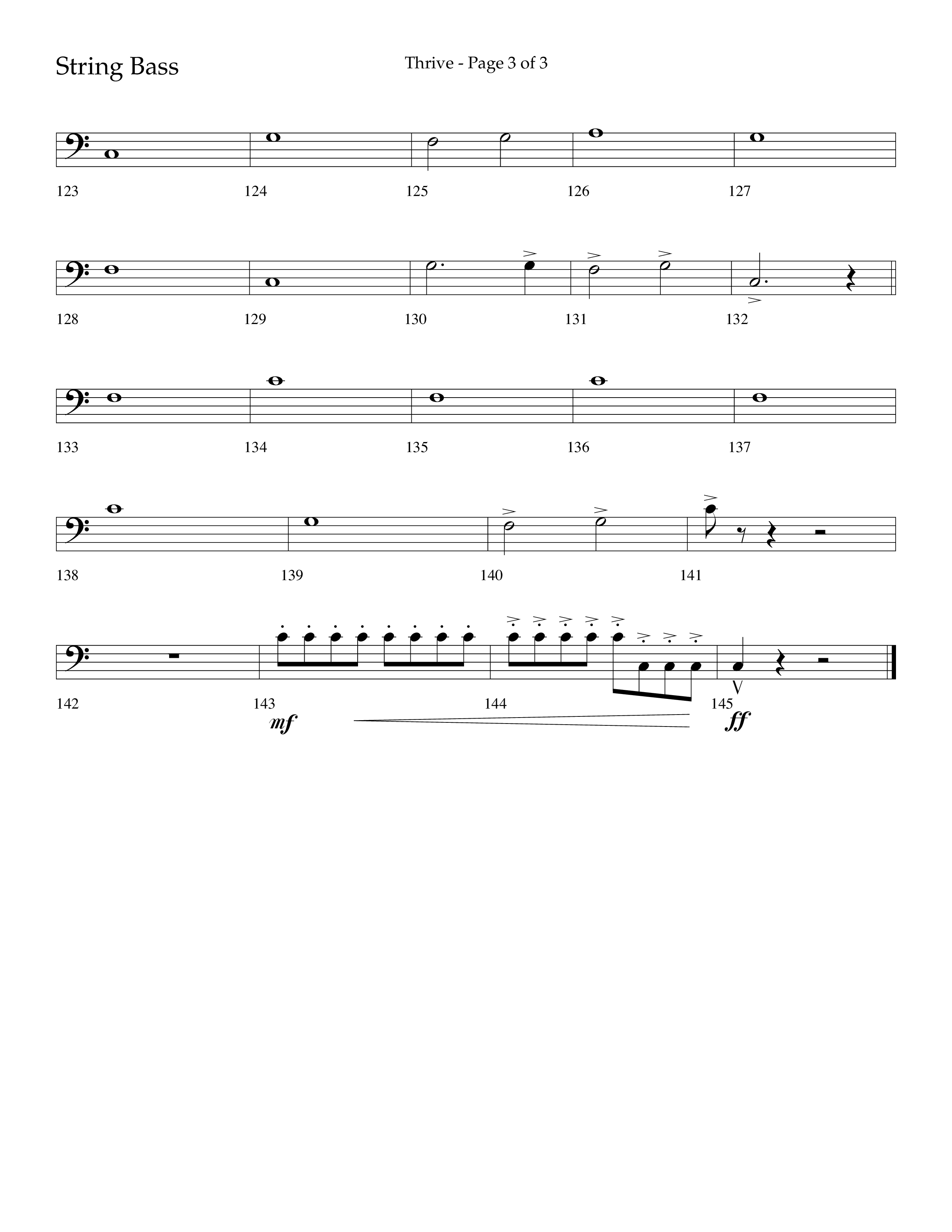 Thrive (Choral Anthem SATB) String Bass (Lifeway Choral / Arr. Craig Adams / Arr. Ken Barker / Arr. Danny Zaloudik / Orch. Danny Zaloudik)