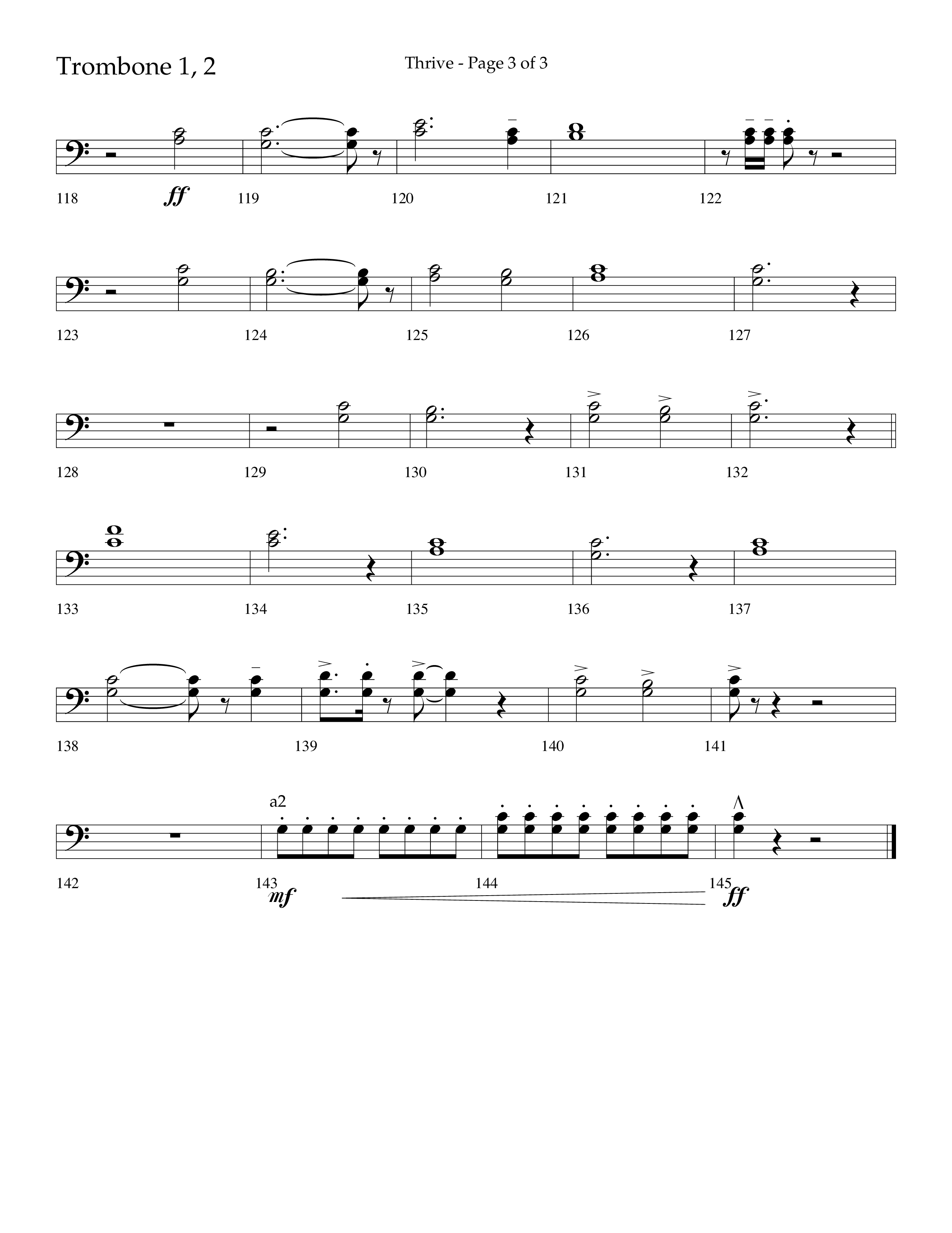 Thrive (Choral Anthem SATB) Trombone 1/2 (Lifeway Choral / Arr. Craig Adams / Arr. Ken Barker / Arr. Danny Zaloudik / Orch. Danny Zaloudik)