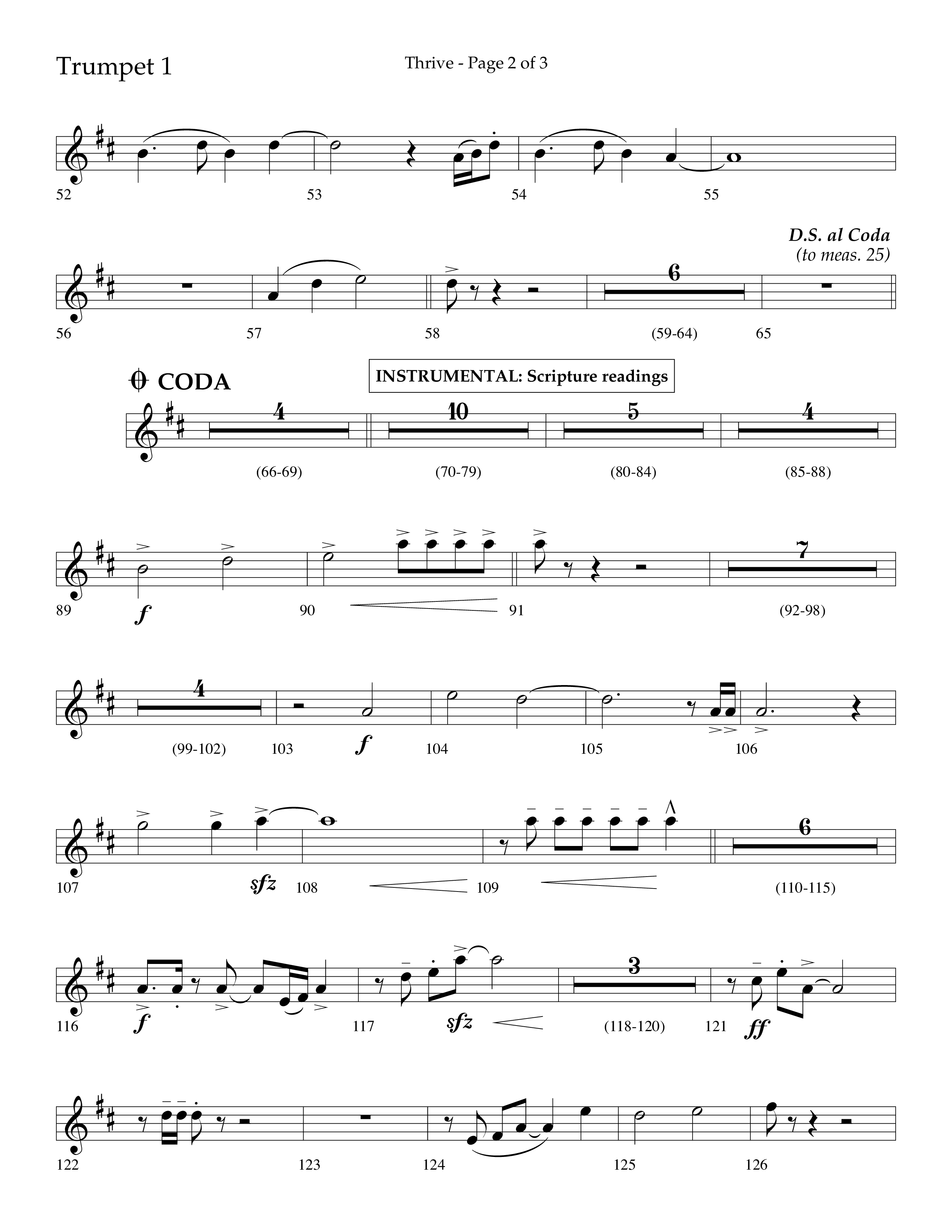 Thrive (Choral Anthem SATB) Trumpet 1 (Lifeway Choral / Arr. Craig Adams / Arr. Ken Barker / Arr. Danny Zaloudik / Orch. Danny Zaloudik)