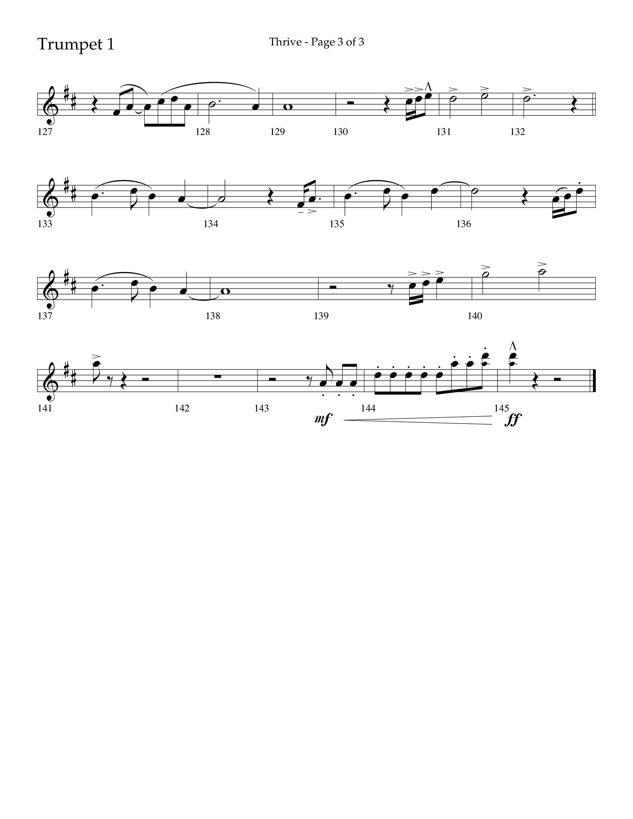 Thrive (Choral Anthem SATB) Trumpet 1 (Lifeway Choral / Arr. Craig Adams / Arr. Ken Barker / Arr. Danny Zaloudik / Orch. Danny Zaloudik)