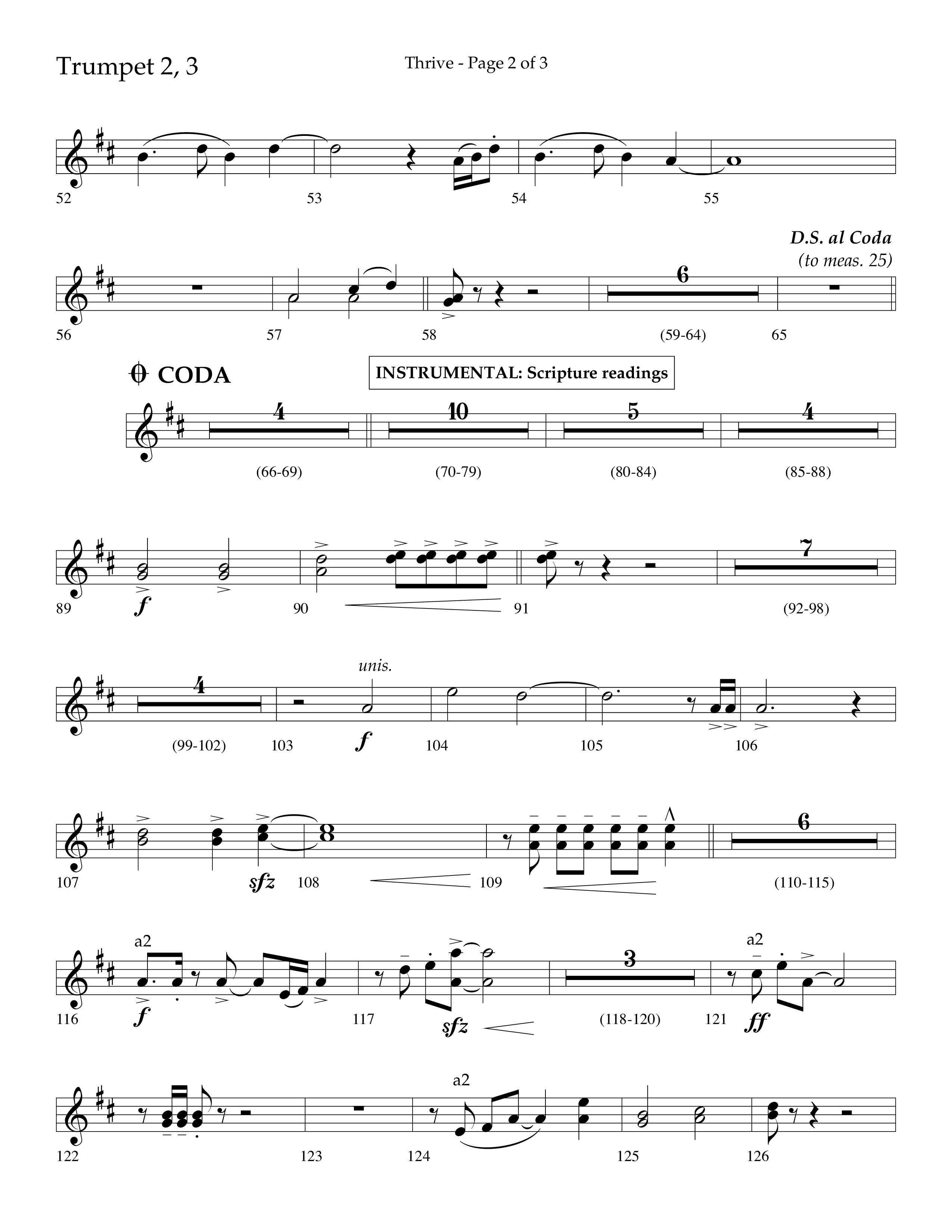 Thrive (Choral Anthem SATB) Trumpet 2/3 (Lifeway Choral / Arr. Craig Adams / Arr. Ken Barker / Arr. Danny Zaloudik / Orch. Danny Zaloudik)