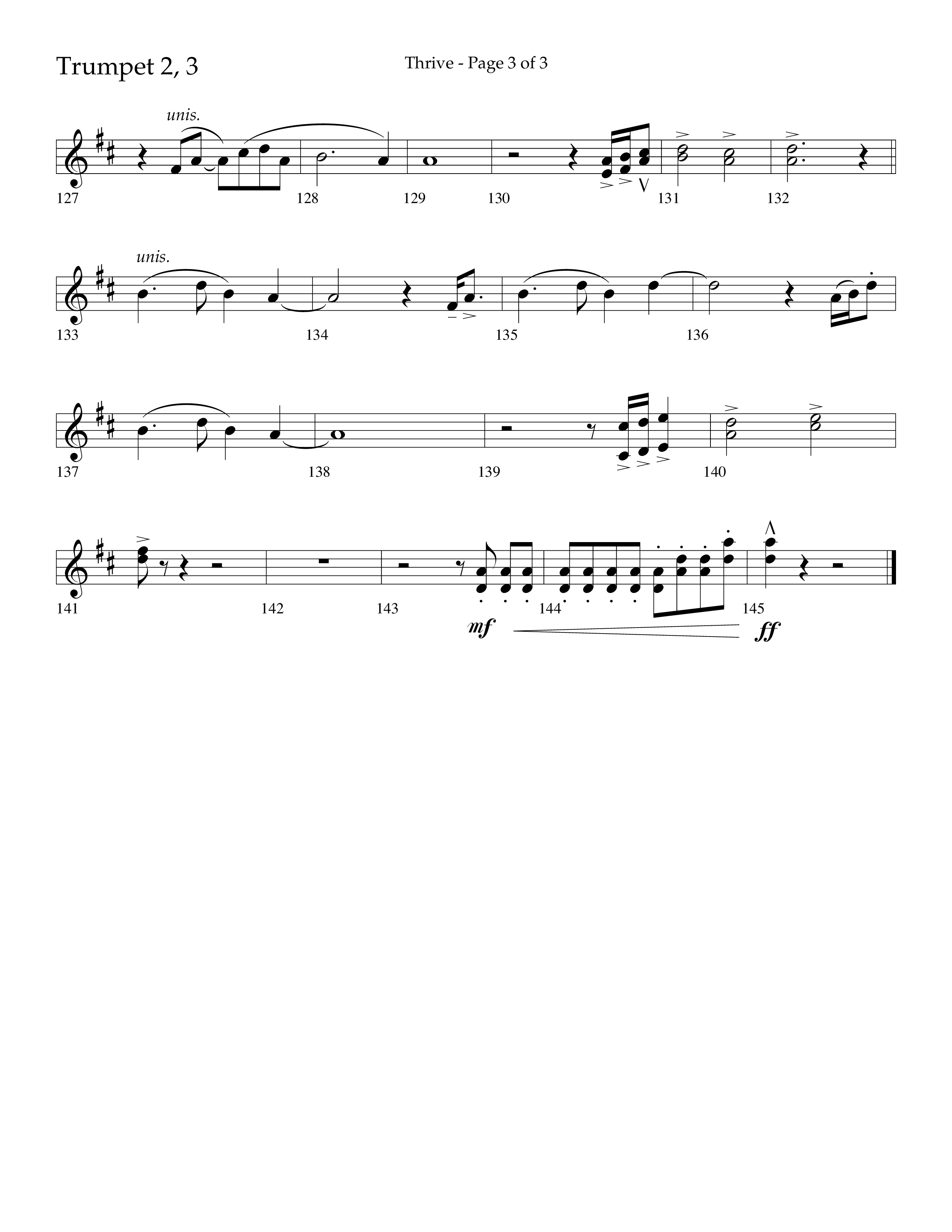Thrive (Choral Anthem SATB) Trumpet 2/3 (Lifeway Choral / Arr. Craig Adams / Arr. Ken Barker / Arr. Danny Zaloudik / Orch. Danny Zaloudik)