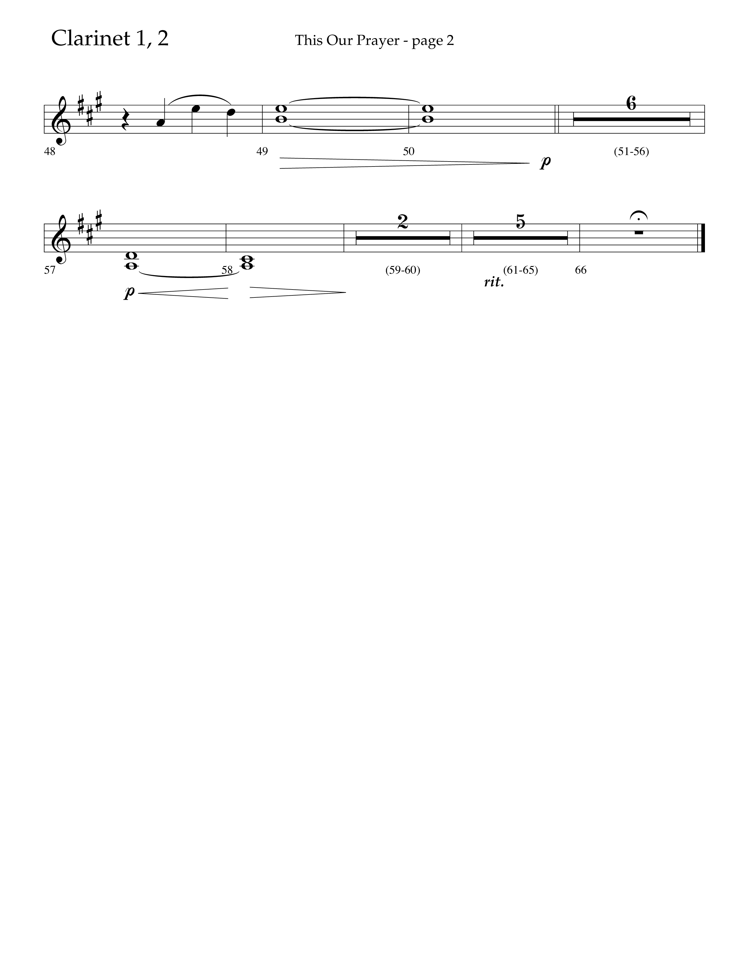 This Our Prayer (Choral Anthem SATB) Clarinet 1/2 (Lifeway Choral / Arr. Kirk Kirkland / Orch. Phillip Keveren)