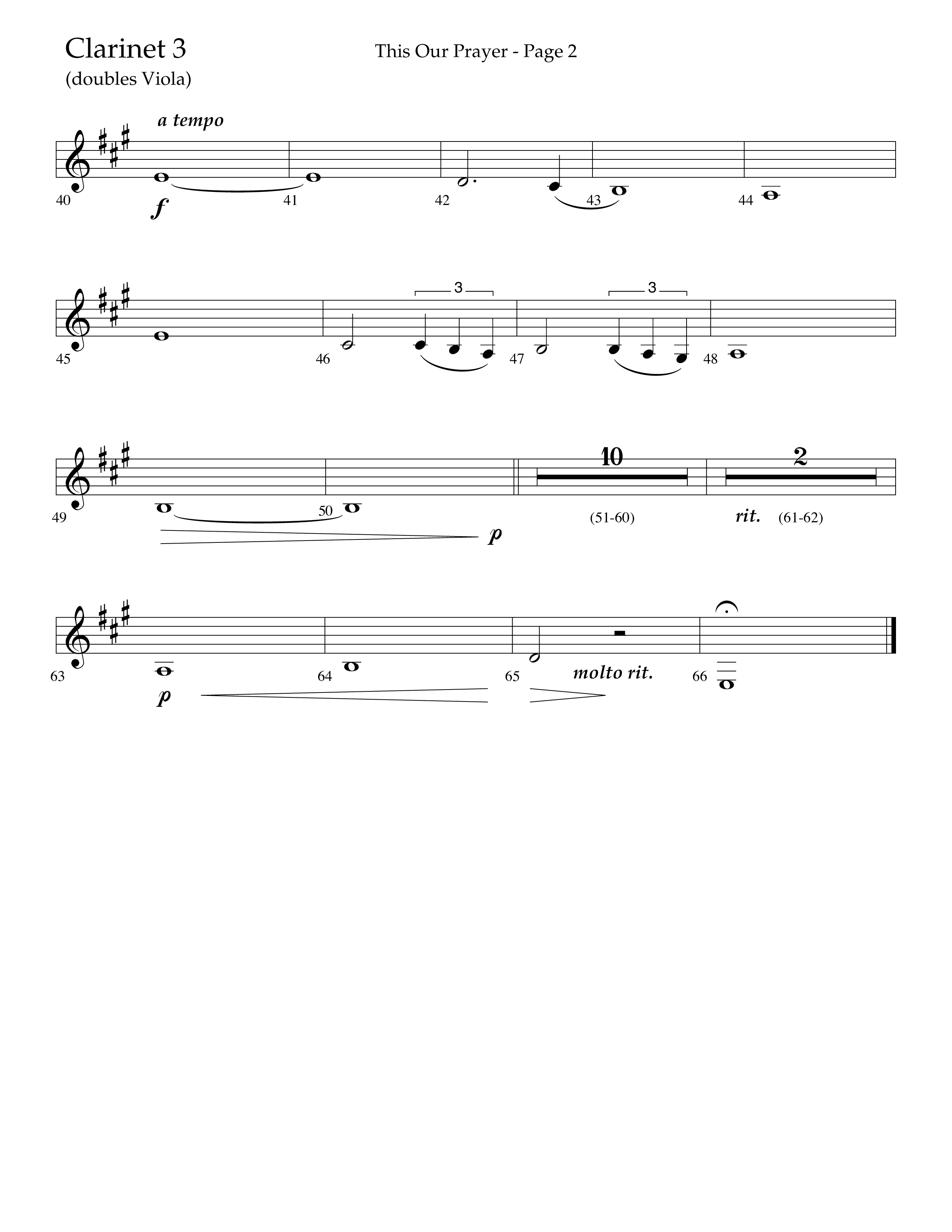 This Our Prayer (Choral Anthem SATB) Clarinet 3 (Lifeway Choral / Arr. Kirk Kirkland / Orch. Phillip Keveren)