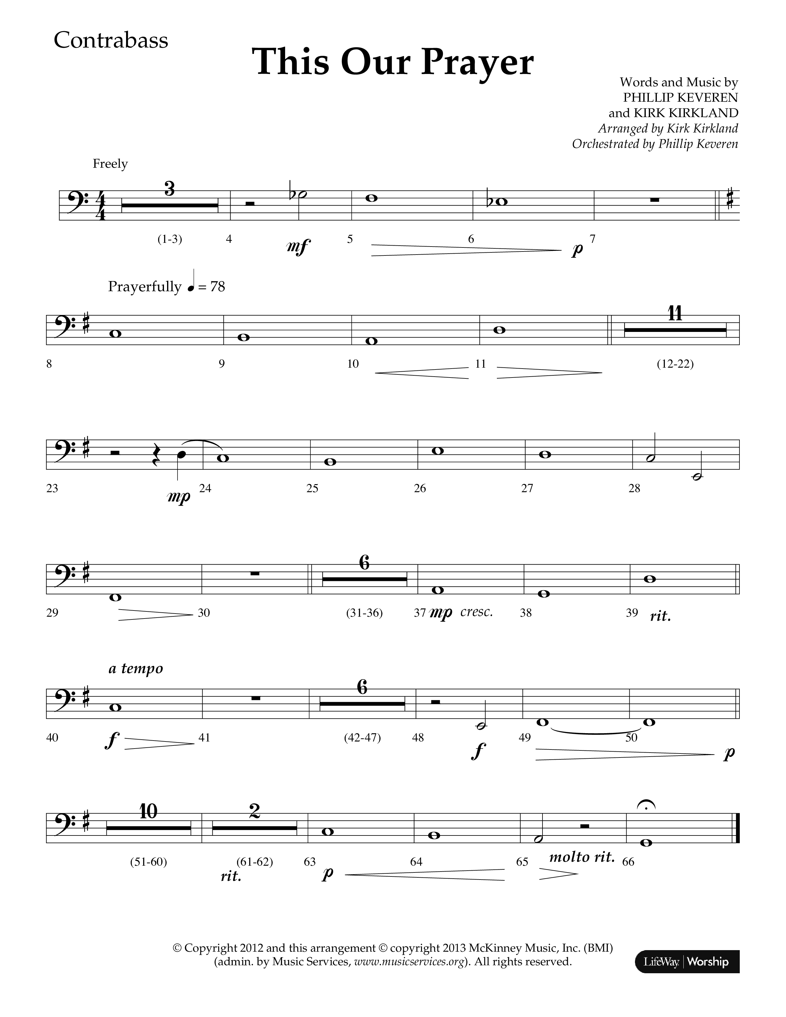 This Our Prayer (Choral Anthem SATB) Contrabass (Lifeway Choral / Arr. Kirk Kirkland / Orch. Phillip Keveren)