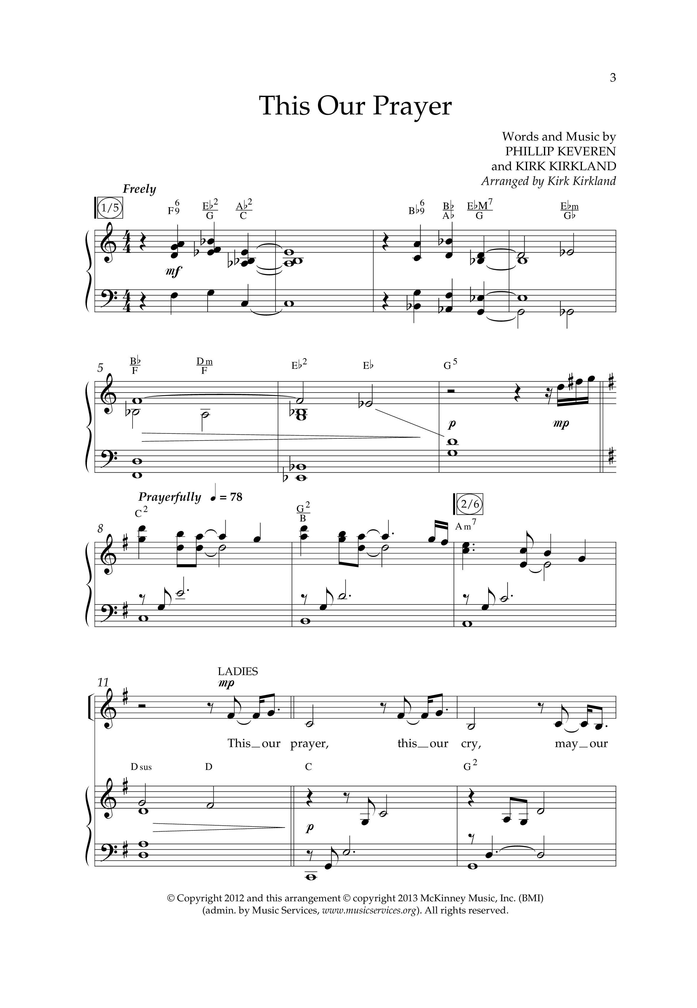 This Our Prayer (Choral Anthem SATB) Anthem (SATB/Piano) (Lifeway Choral / Arr. Kirk Kirkland / Orch. Phillip Keveren)