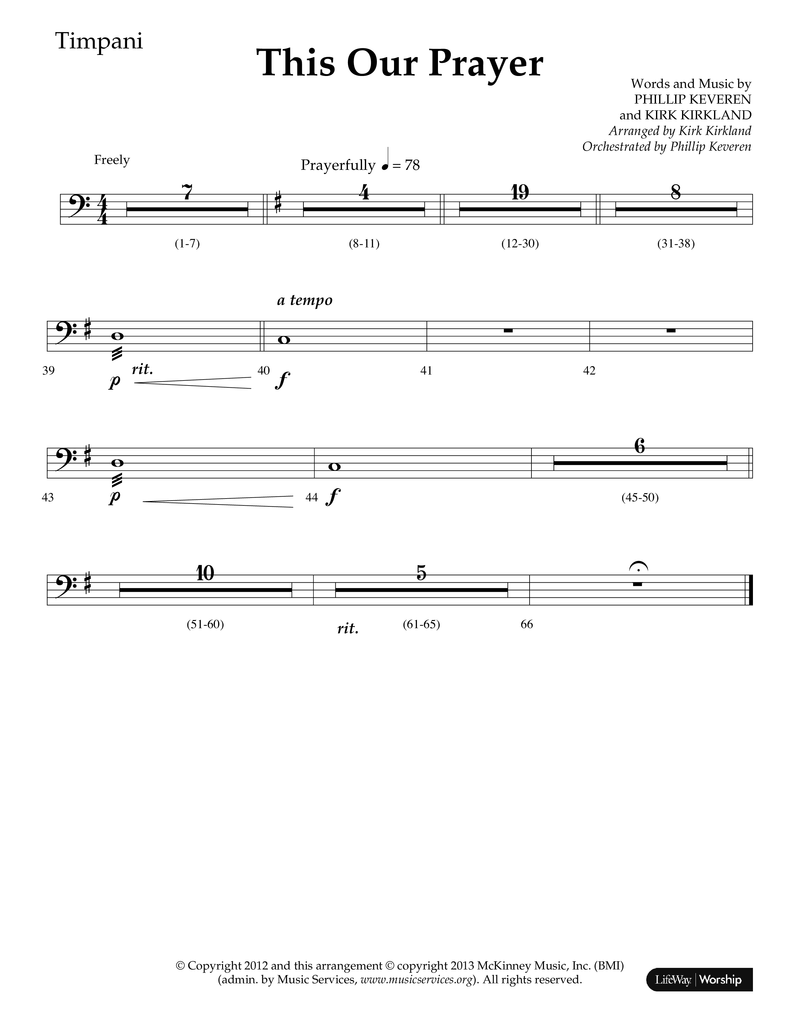 This Our Prayer (Choral Anthem SATB) Timpani (Lifeway Choral / Arr. Kirk Kirkland / Orch. Phillip Keveren)