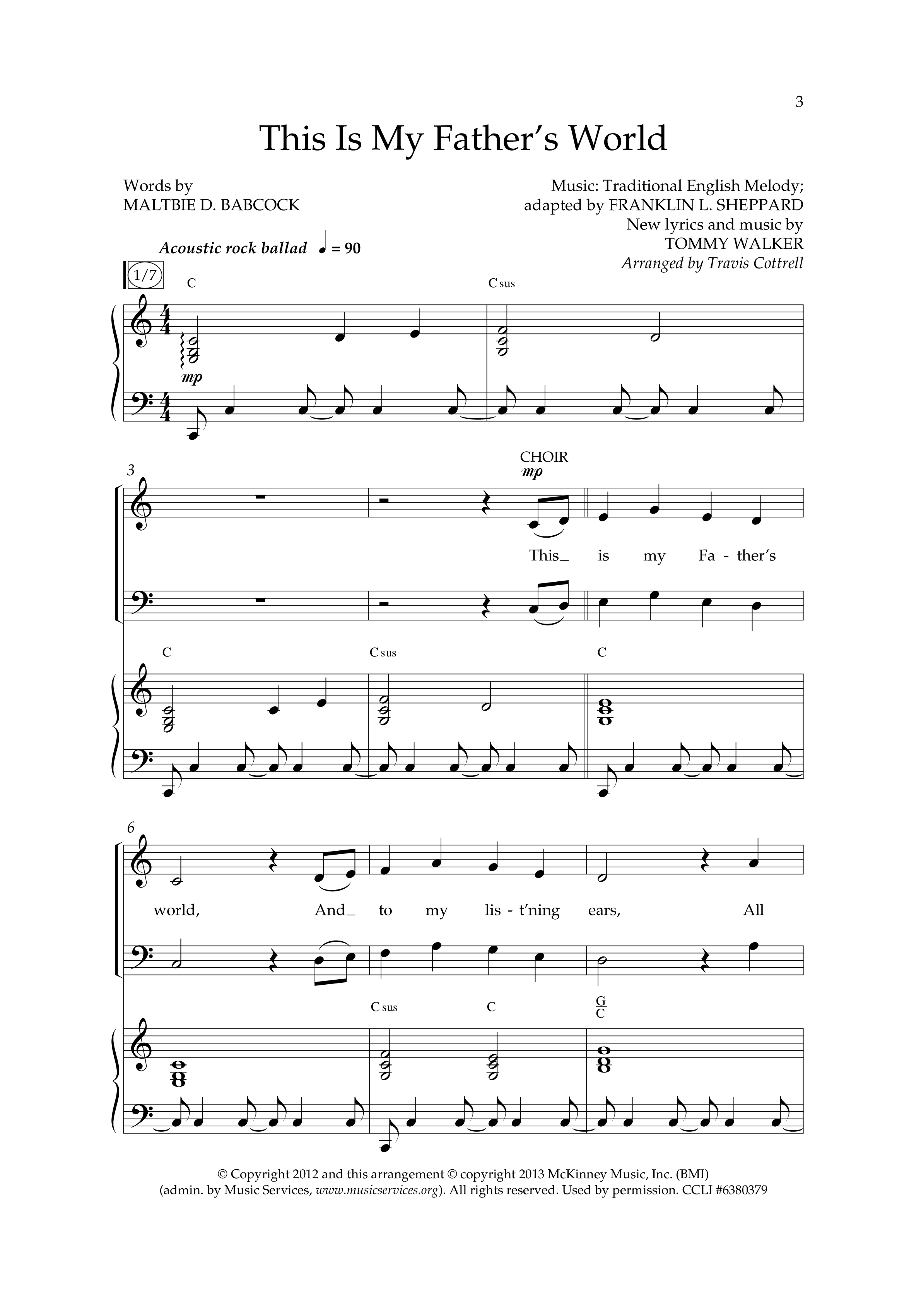 This Is My Father's World (Choral Anthem SATB) Anthem (SATB/Piano) (Lifeway Choral / Arr. Travis Cottrell)