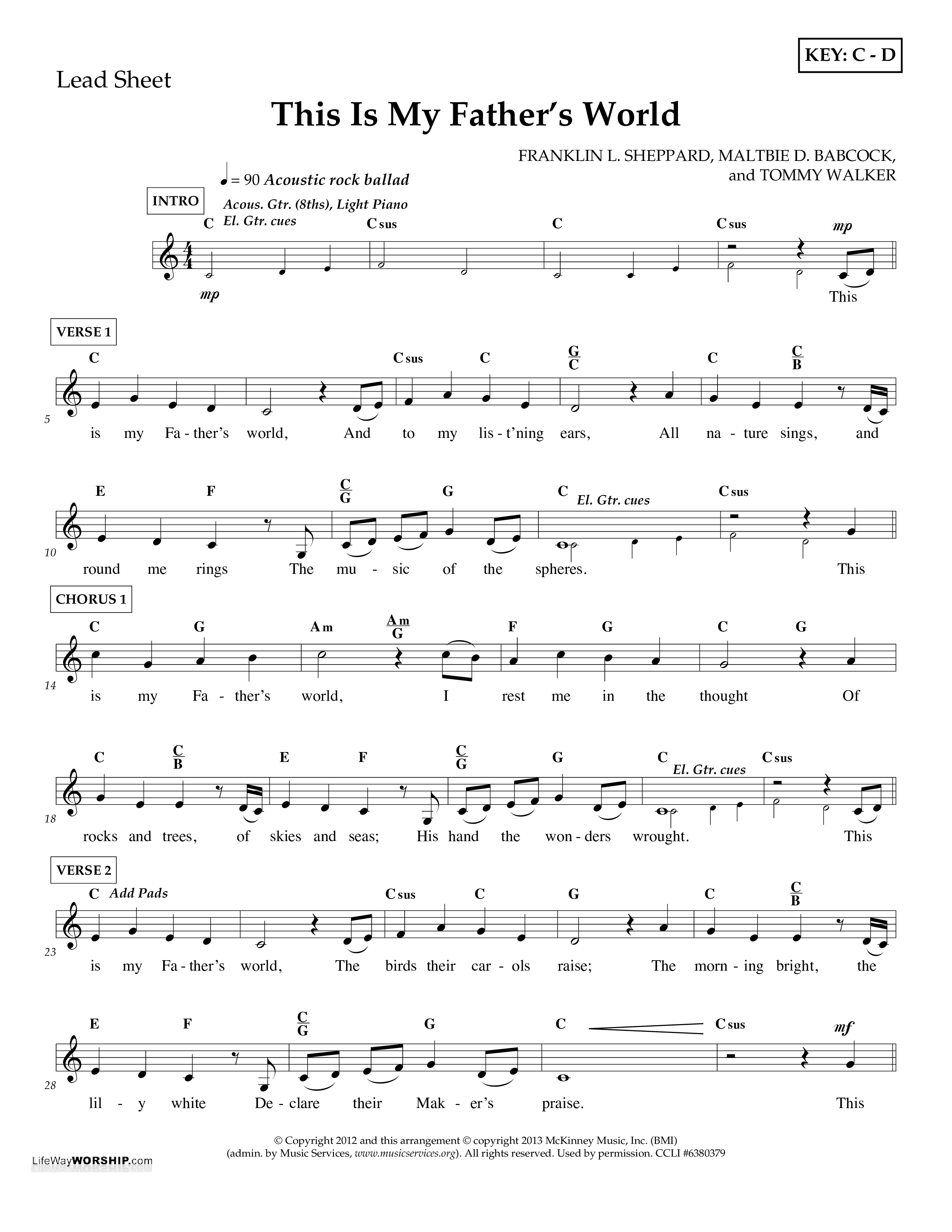 This Is My Father's World (Choral Anthem SATB) Lead Melody & Rhythm (Lifeway Choral / Arr. Travis Cottrell)