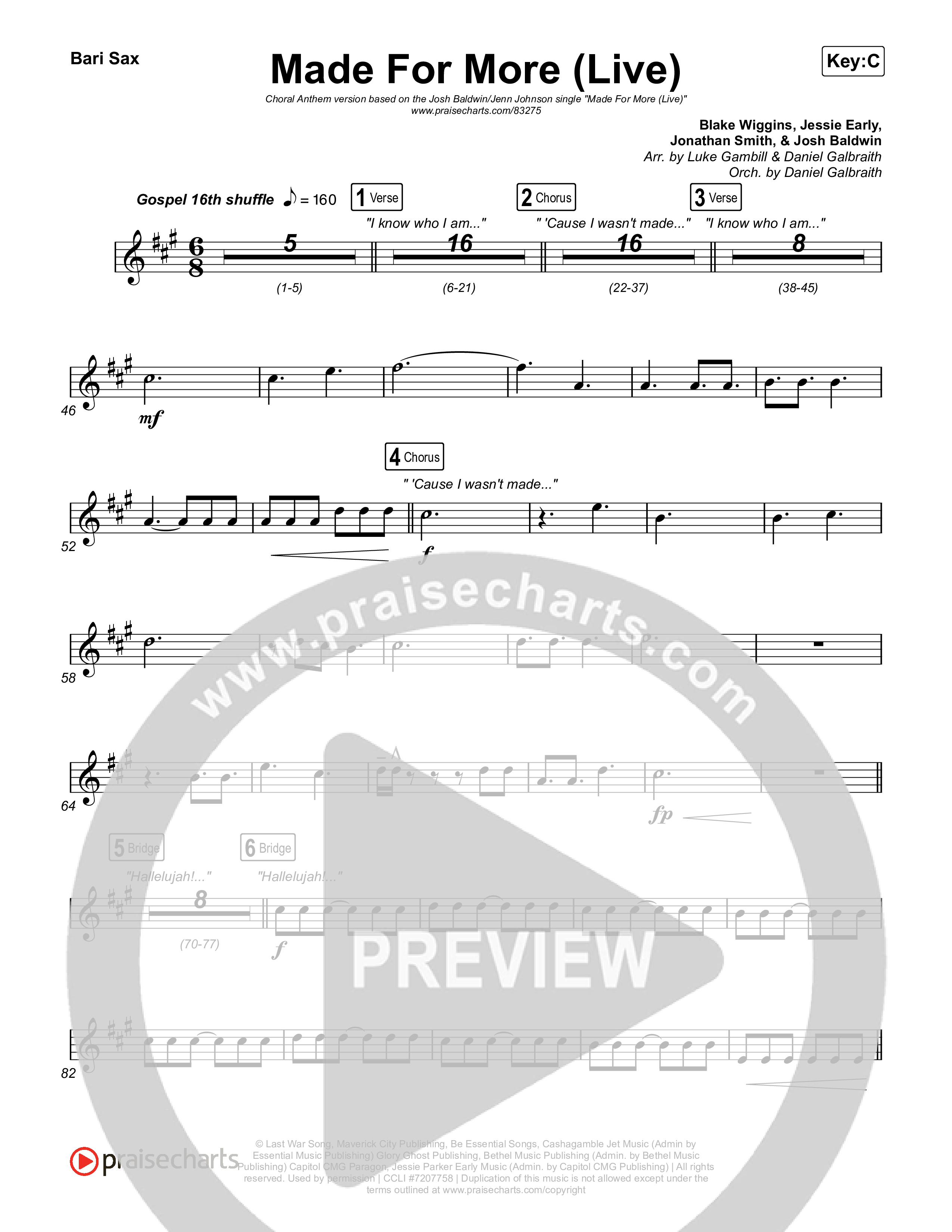 Made For More (Choral Anthem SATB) Bari Sax (Josh Baldwin / Jenn Johnson / Arr. Luke Gambill)