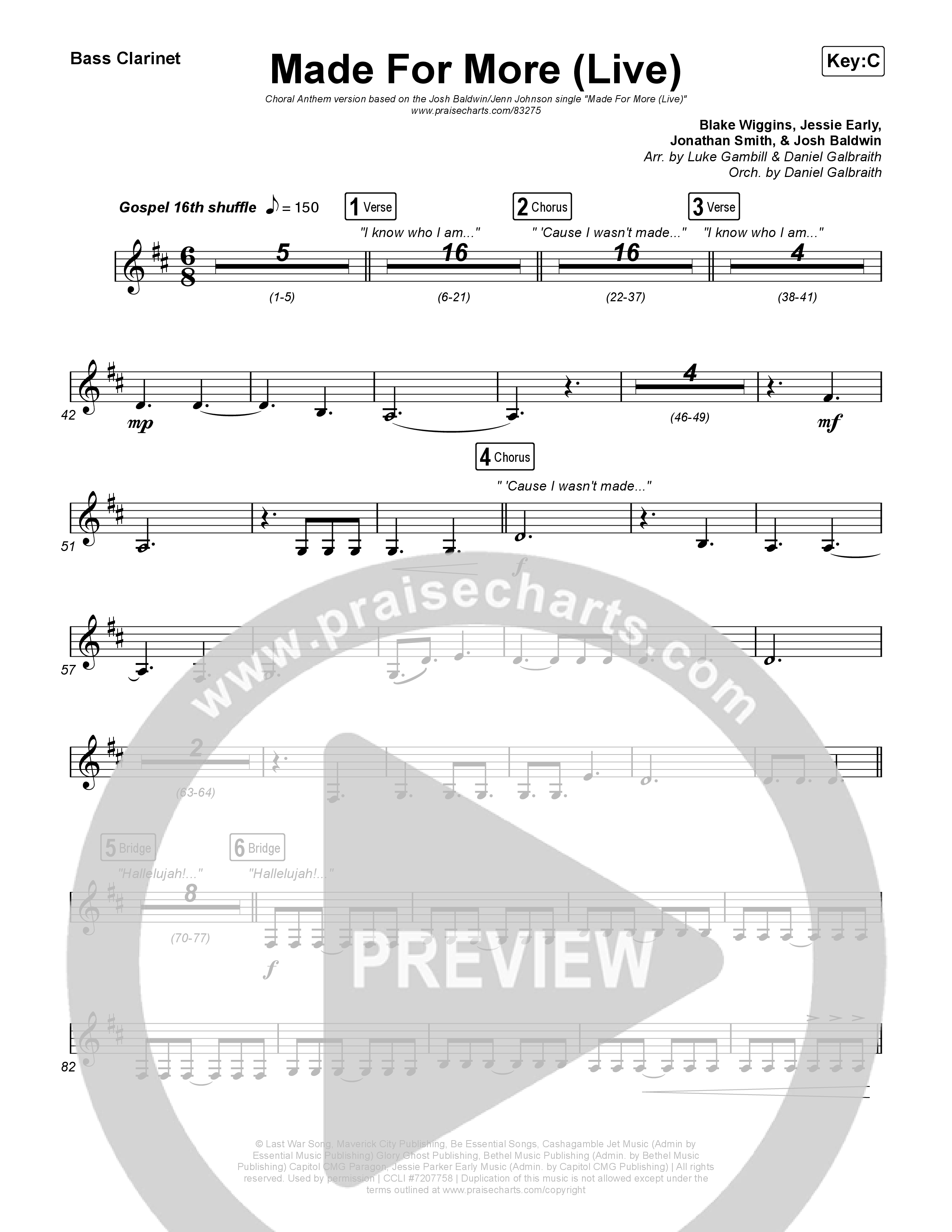 Made For More (Choral Anthem SATB) Bass Clarinet (Josh Baldwin / Jenn Johnson / Arr. Luke Gambill)