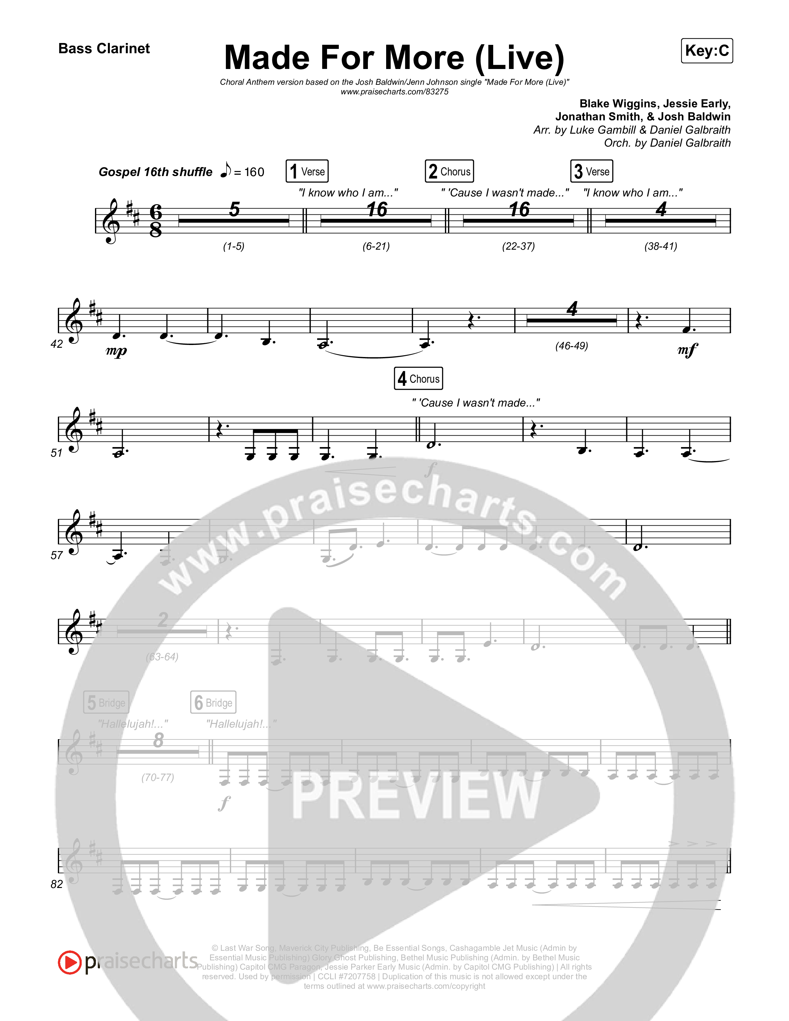 Made For More (Choral Anthem SATB) Clarinet 1,2 (Josh Baldwin / Jenn Johnson / Arr. Luke Gambill)