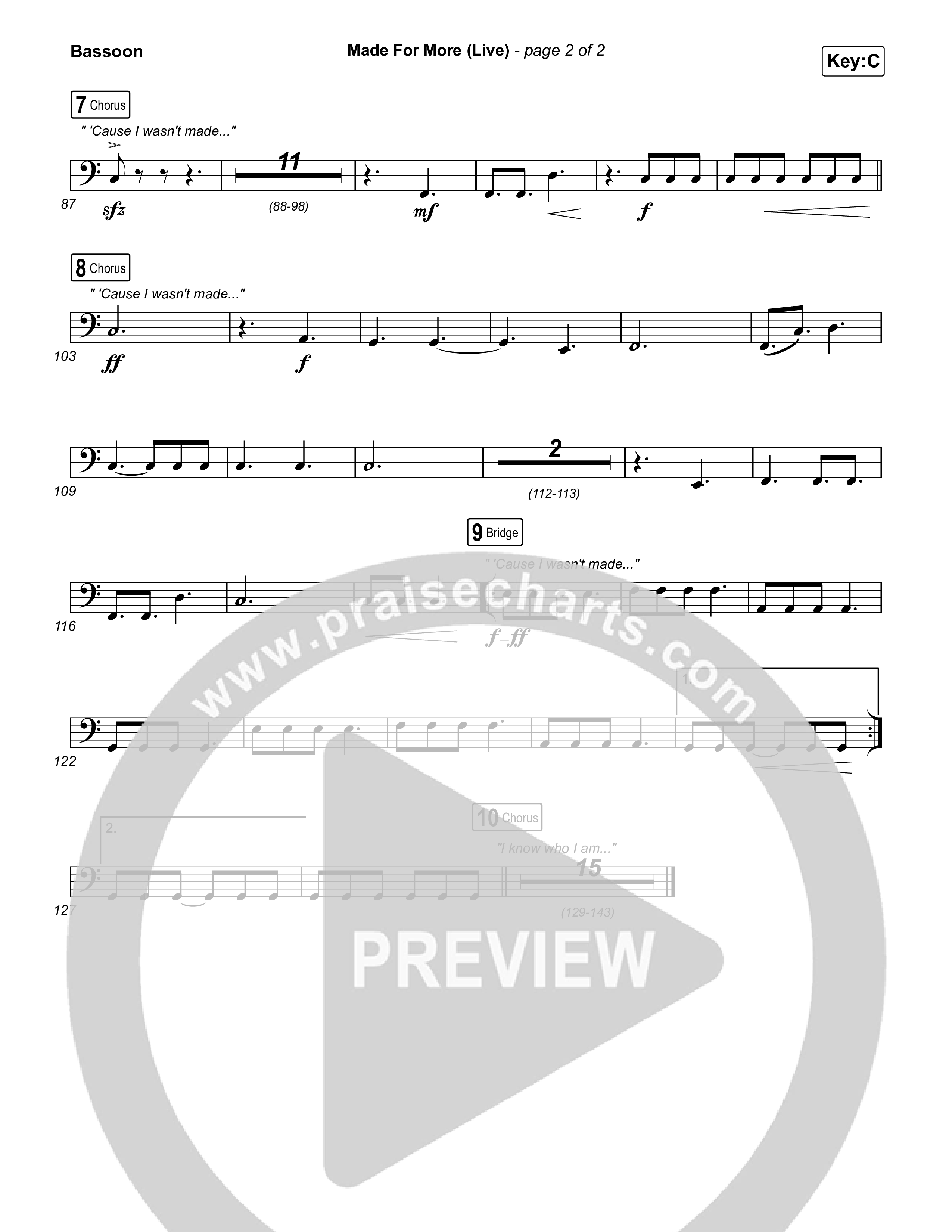 Made For More (Choral Anthem SATB) Bassoon (Josh Baldwin / Jenn Johnson / Arr. Luke Gambill)