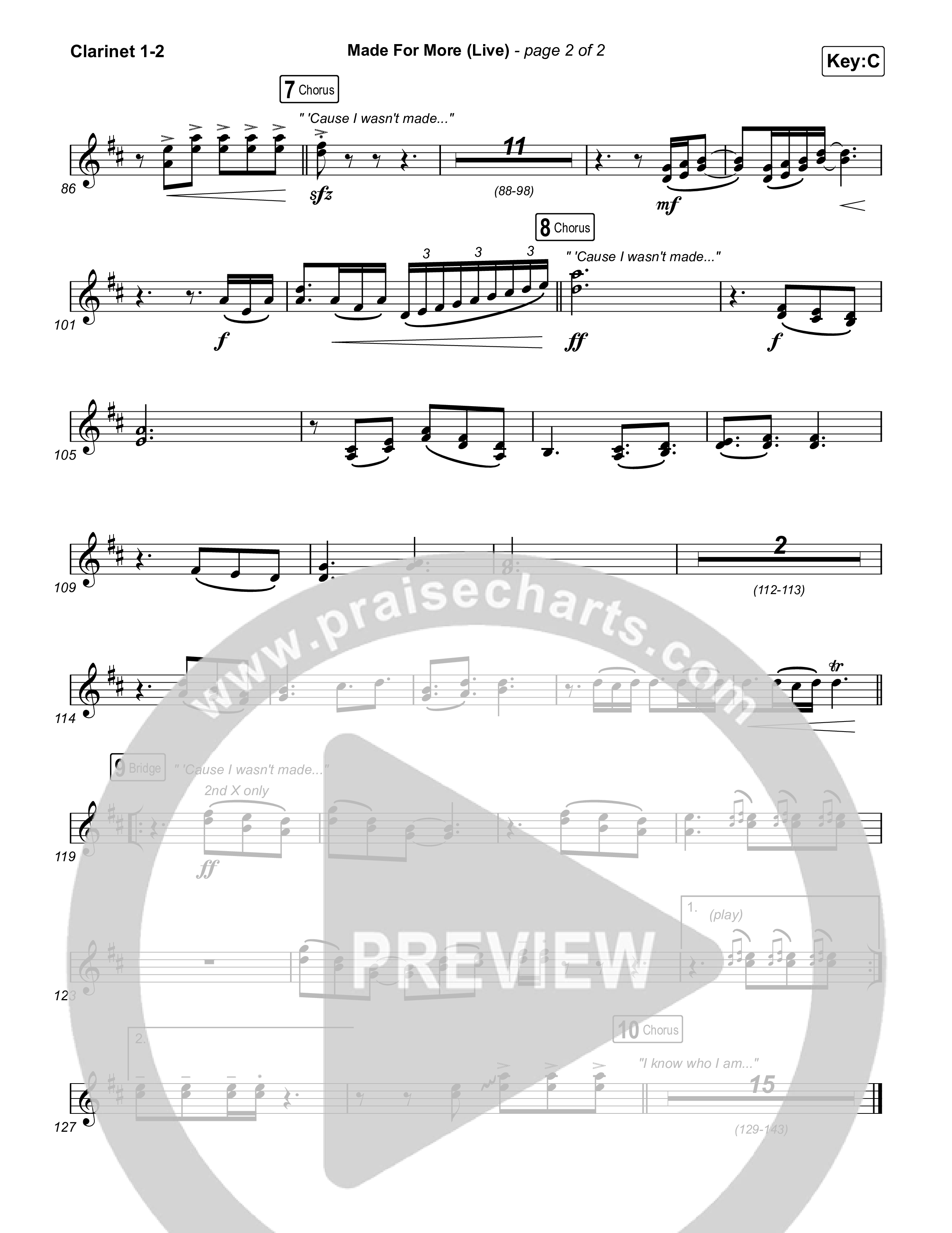 Made For More (Choral Anthem SATB) Clarinet 1/2 (Josh Baldwin / Jenn Johnson / Arr. Luke Gambill)