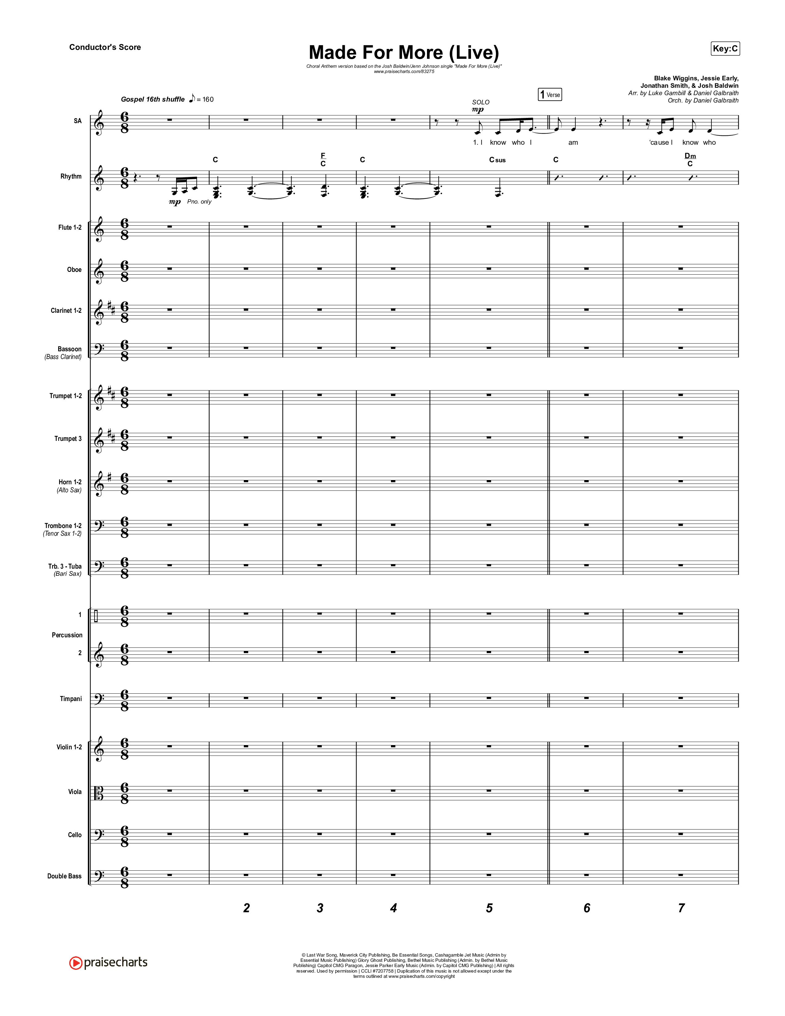 Made For More (Choral Anthem SATB) Conductor's Score (Josh Baldwin / Jenn Johnson / Arr. Luke Gambill)