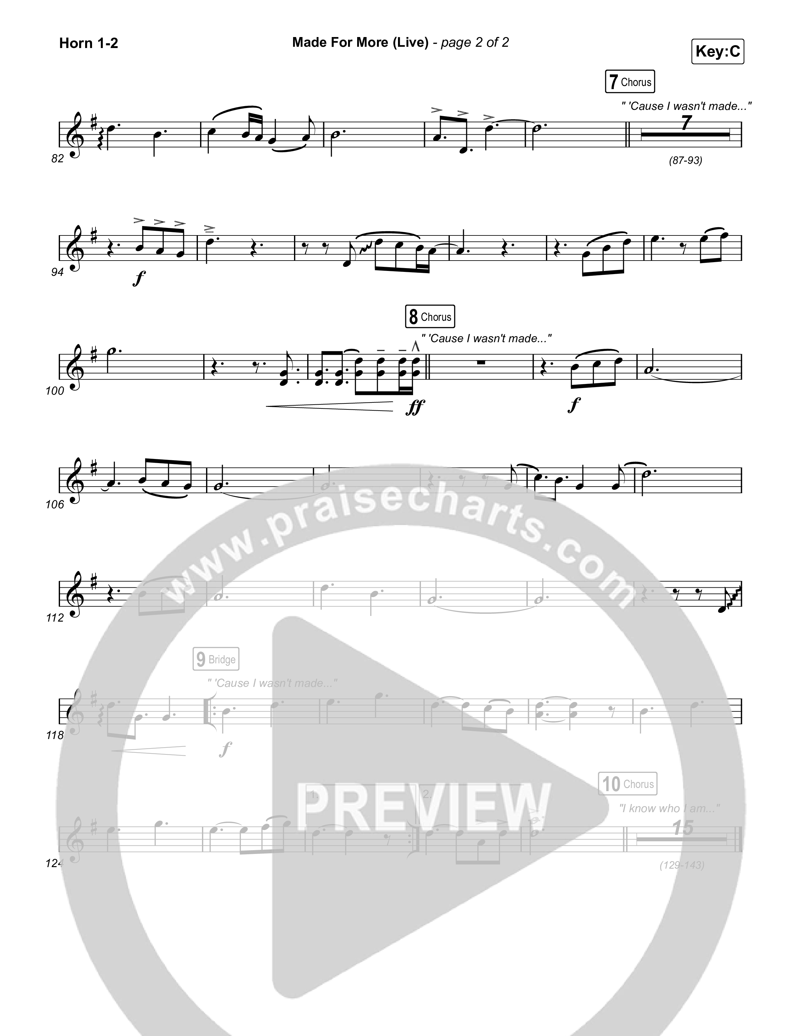 Made For More (Choral Anthem SATB) French Horn 1,2 (Josh Baldwin / Jenn Johnson / Arr. Luke Gambill)