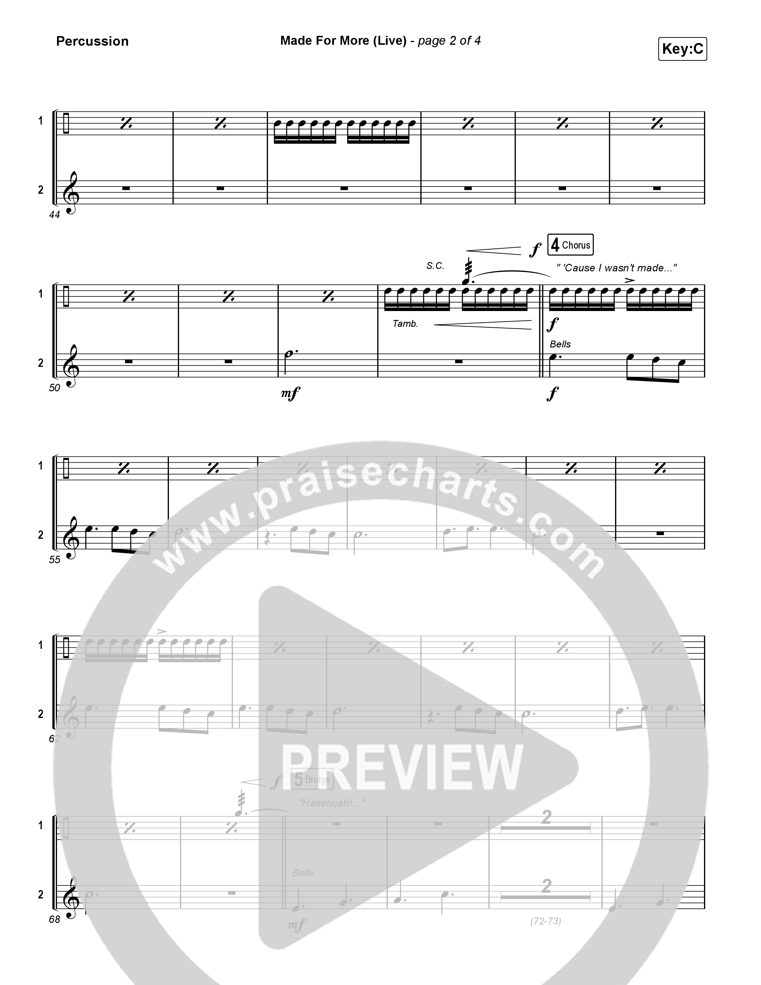 Made For More (Choral Anthem SATB) Percussion (Josh Baldwin / Jenn Johnson / Arr. Luke Gambill)