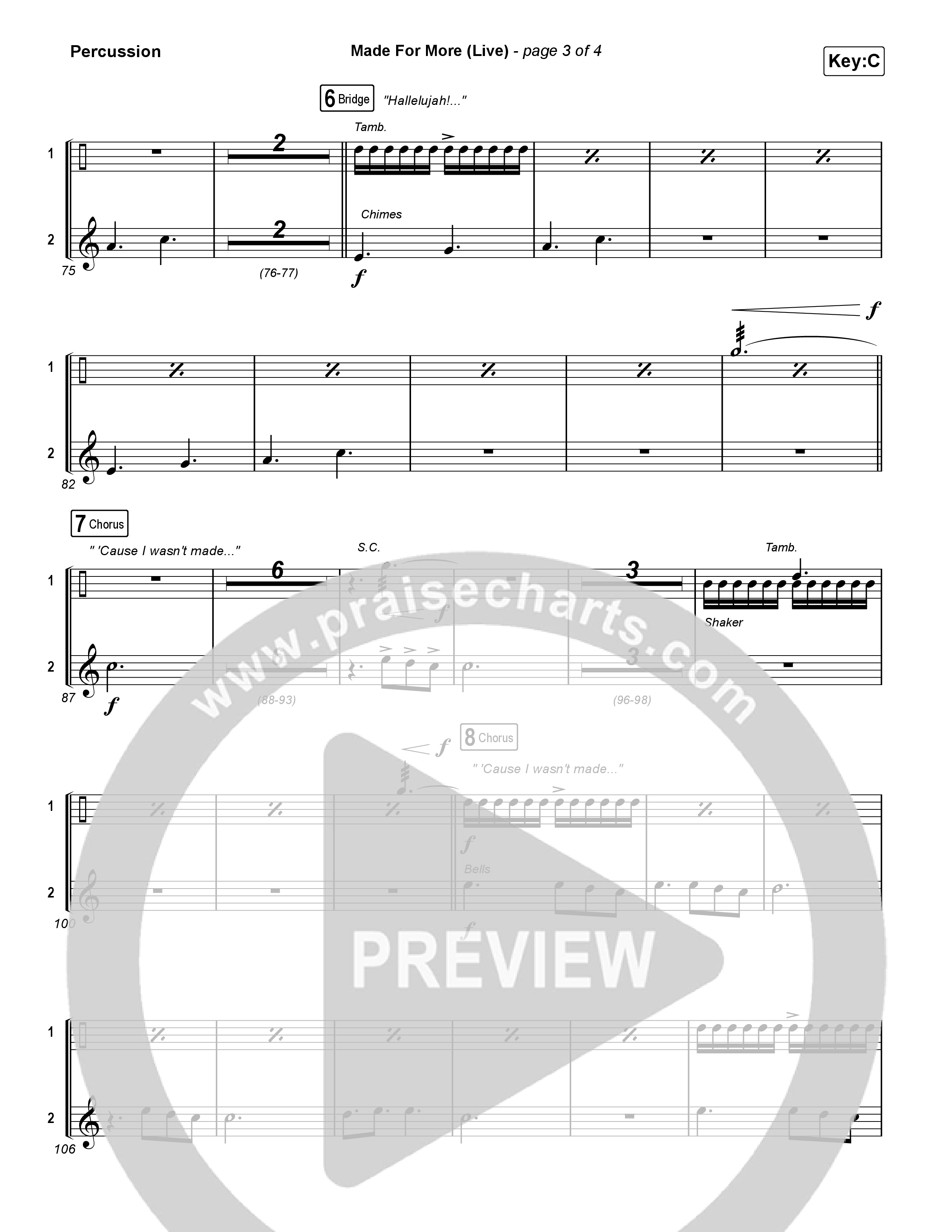 Made For More (Choral Anthem SATB) Percussion (Josh Baldwin / Jenn Johnson / Arr. Luke Gambill)