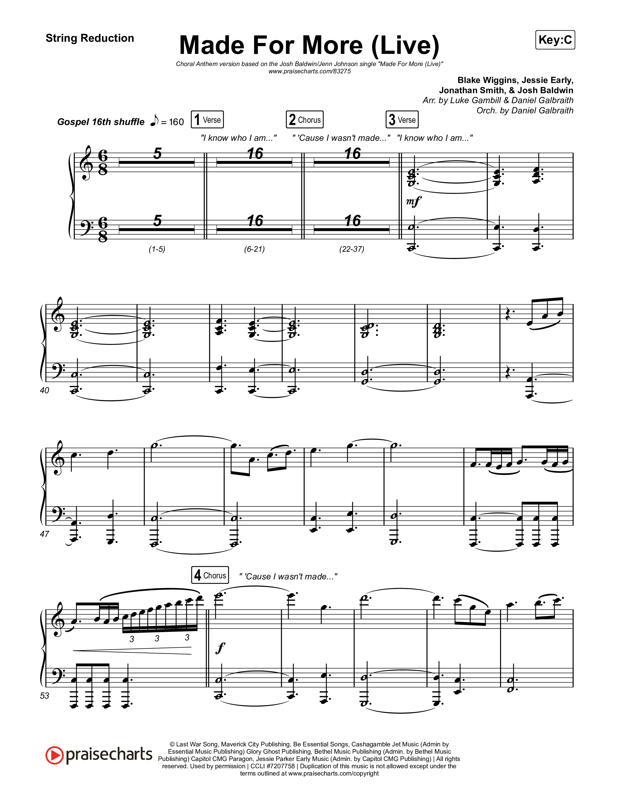 Made For More (Choral Anthem SATB) String Reduction (Josh Baldwin / Jenn Johnson / Arr. Luke Gambill)