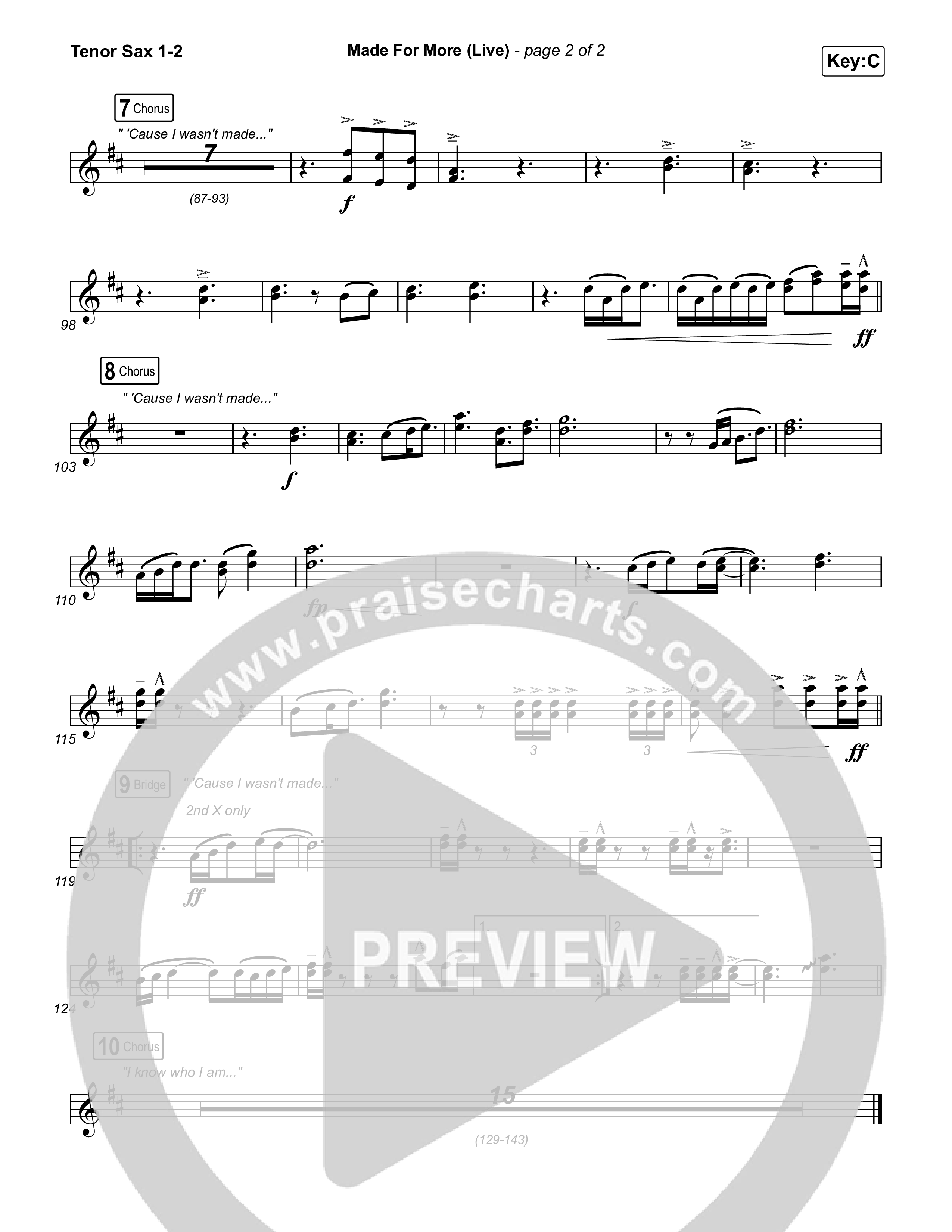 Made For More (Choral Anthem SATB) Tenor Sax 1,2 (Josh Baldwin / Jenn Johnson / Arr. Luke Gambill)